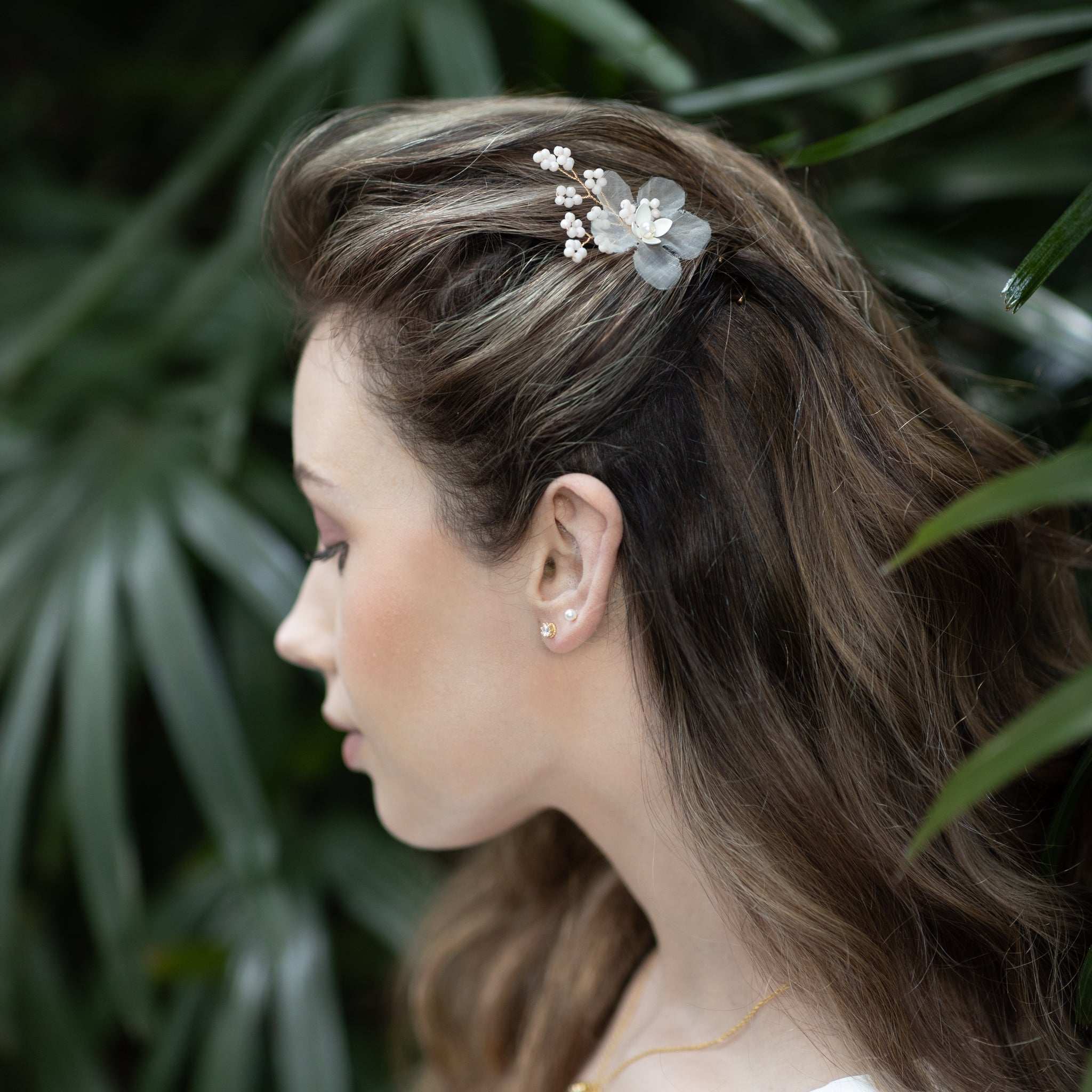 Jules Bridal - Karin, Delicate Chiffon Floral Hair Pin