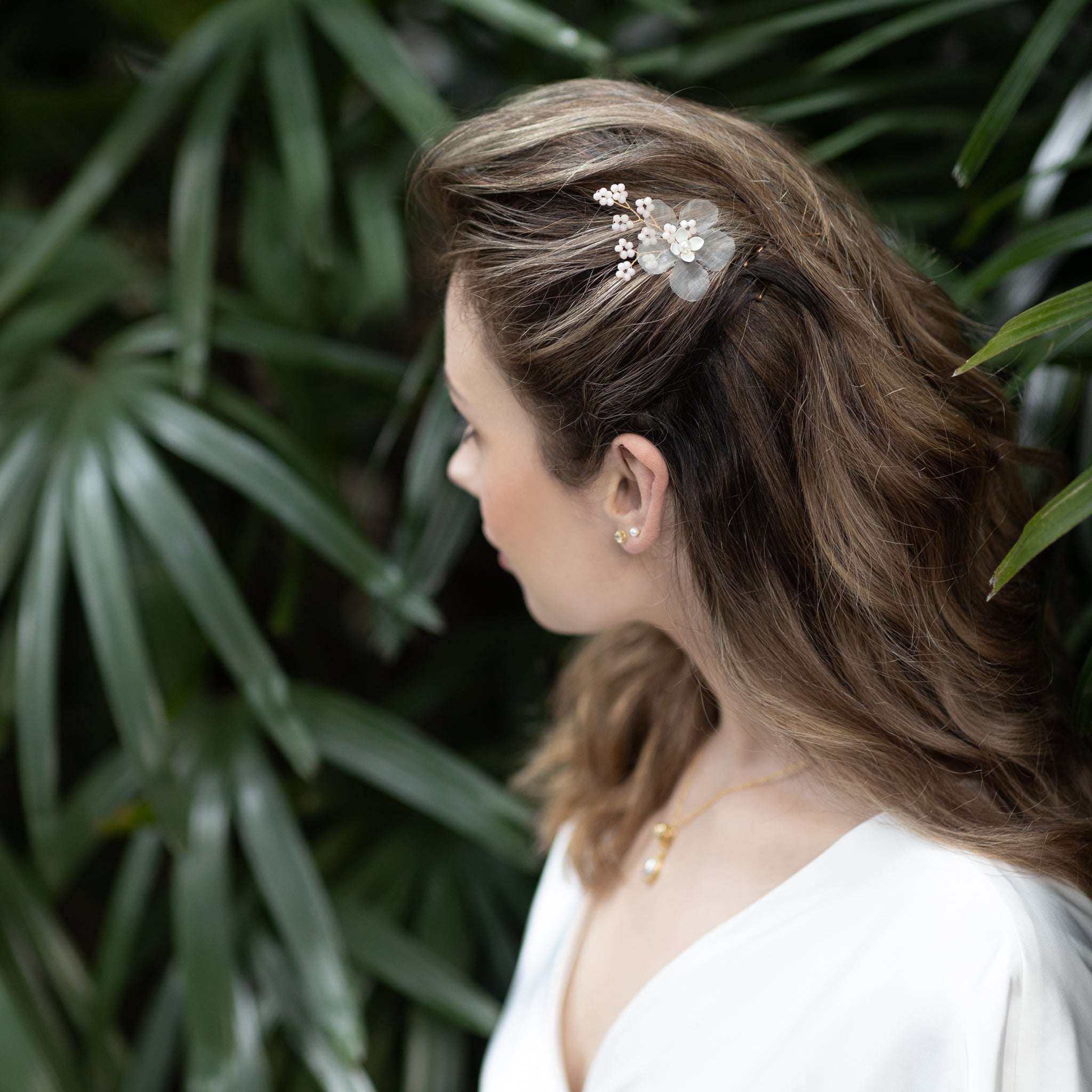 Jules Bridal - Karin, Delicate Chiffon Floral Hair Pin