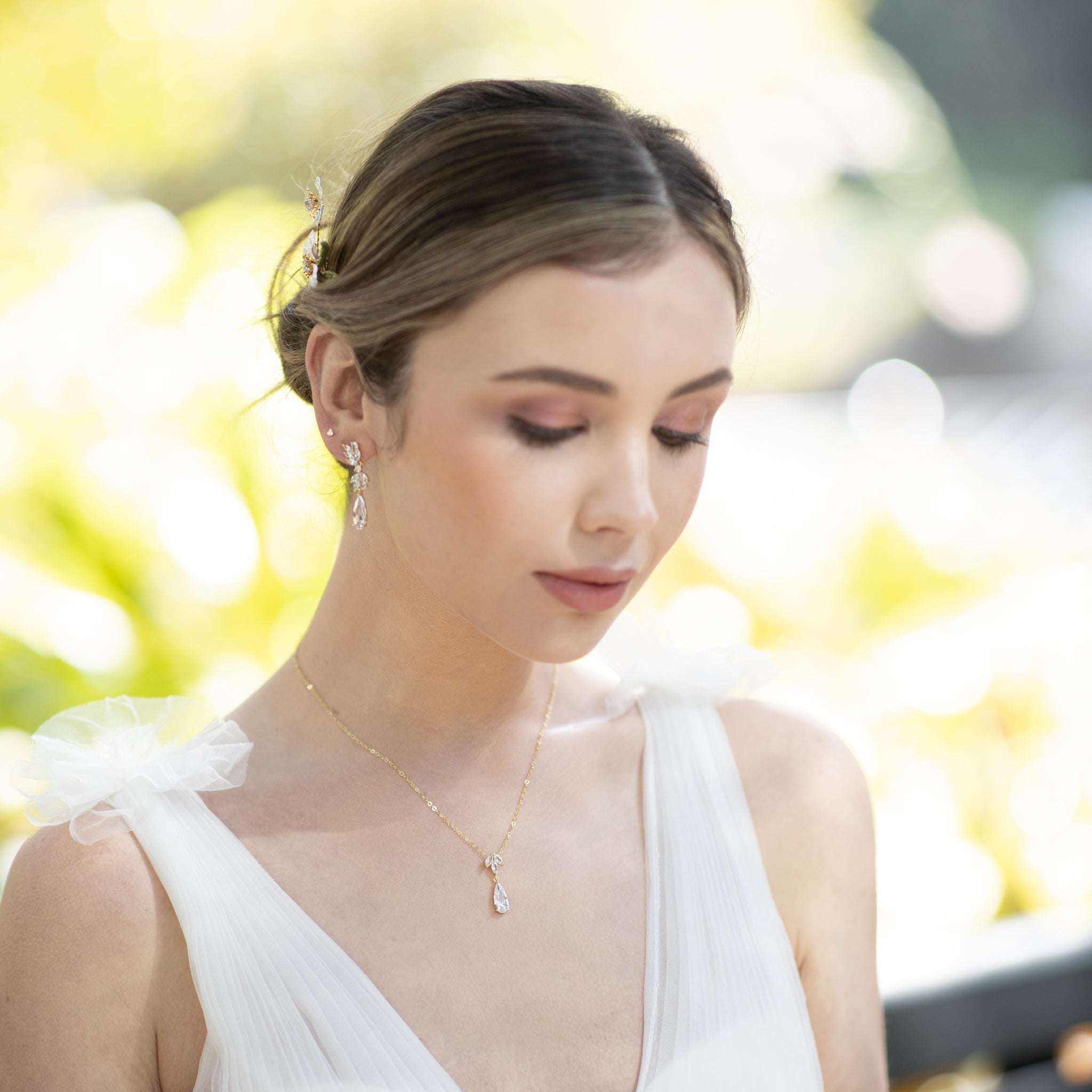 Alina, Goldtone Crystal Drop Earrings