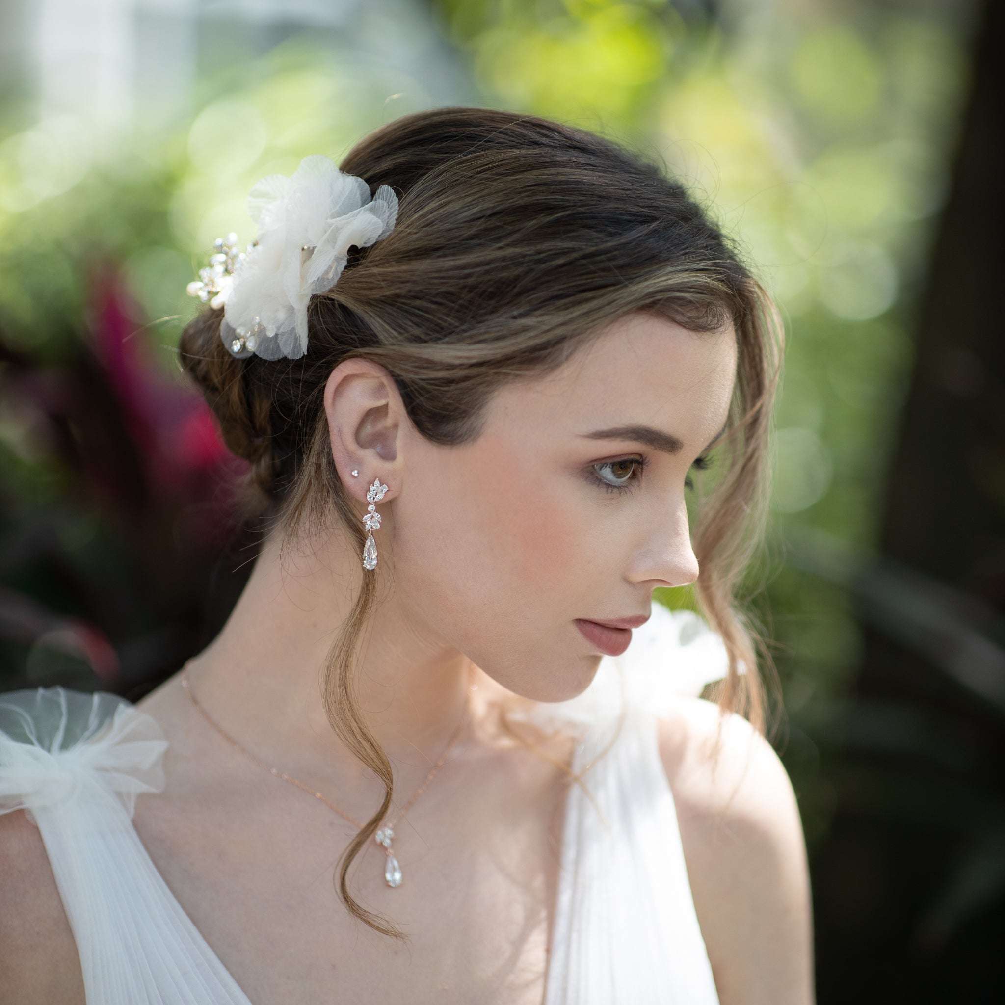 Jules Bridal - Alina, Rose Gold Crystal Drop Earrings