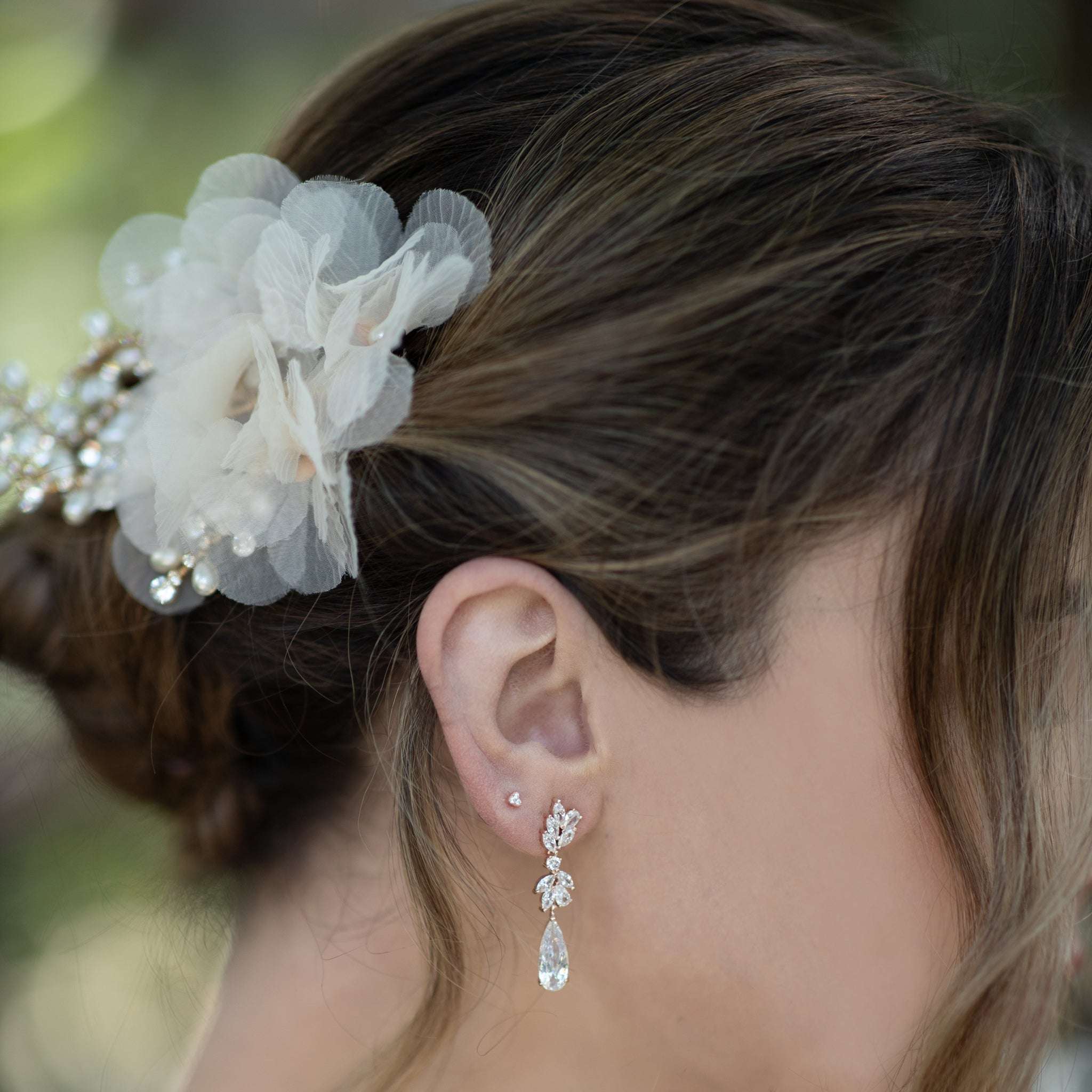 Jules Bridal - Alina, Rose Gold Crystal Drop Earrings