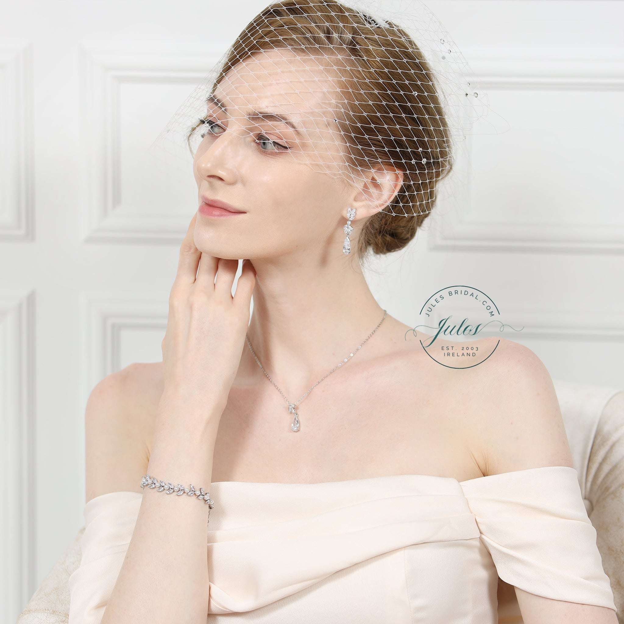 Alina, Silvertone Crystal Drop Earrings