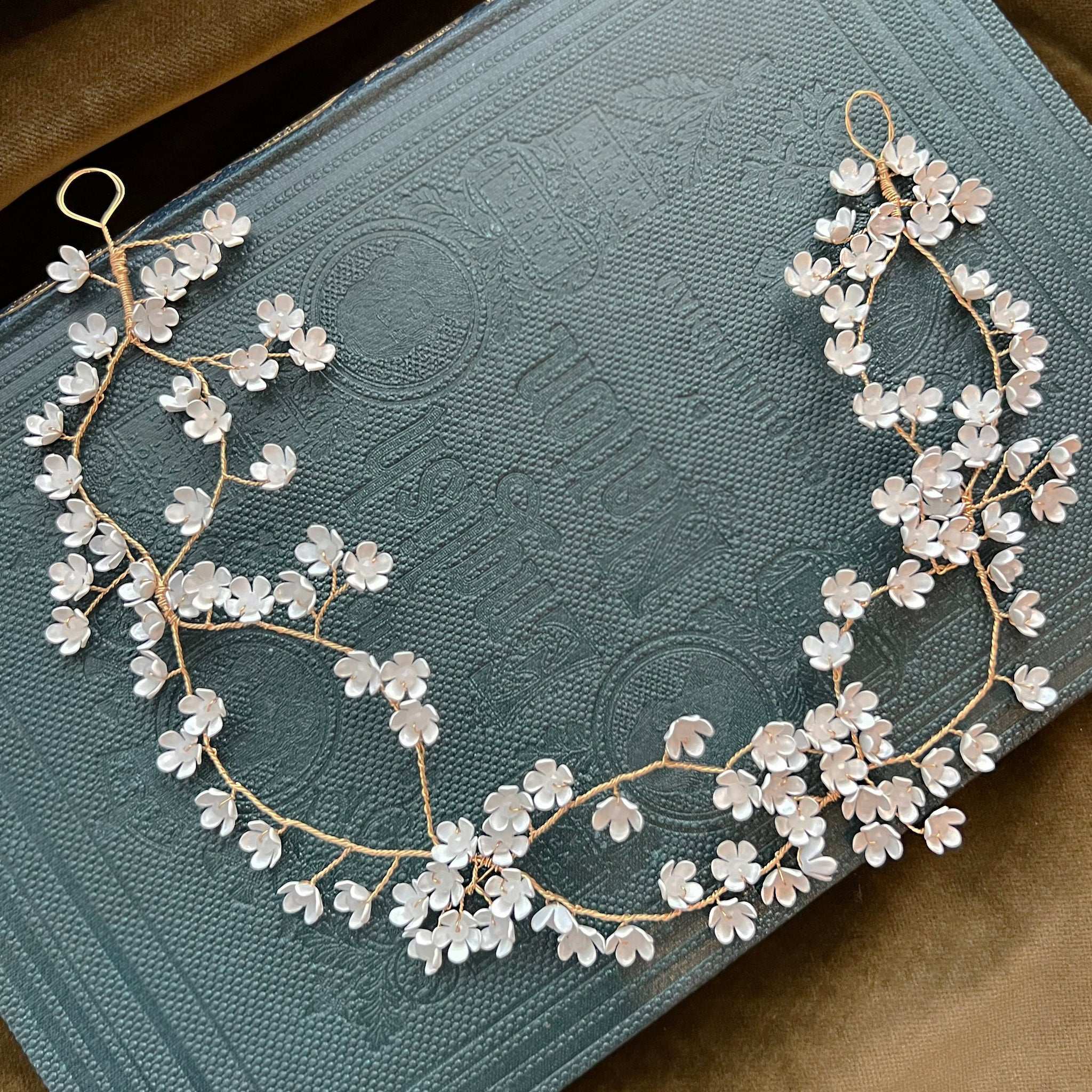 Jules Bridal - Alyssa, Hair Vine with White Flower Blossoms