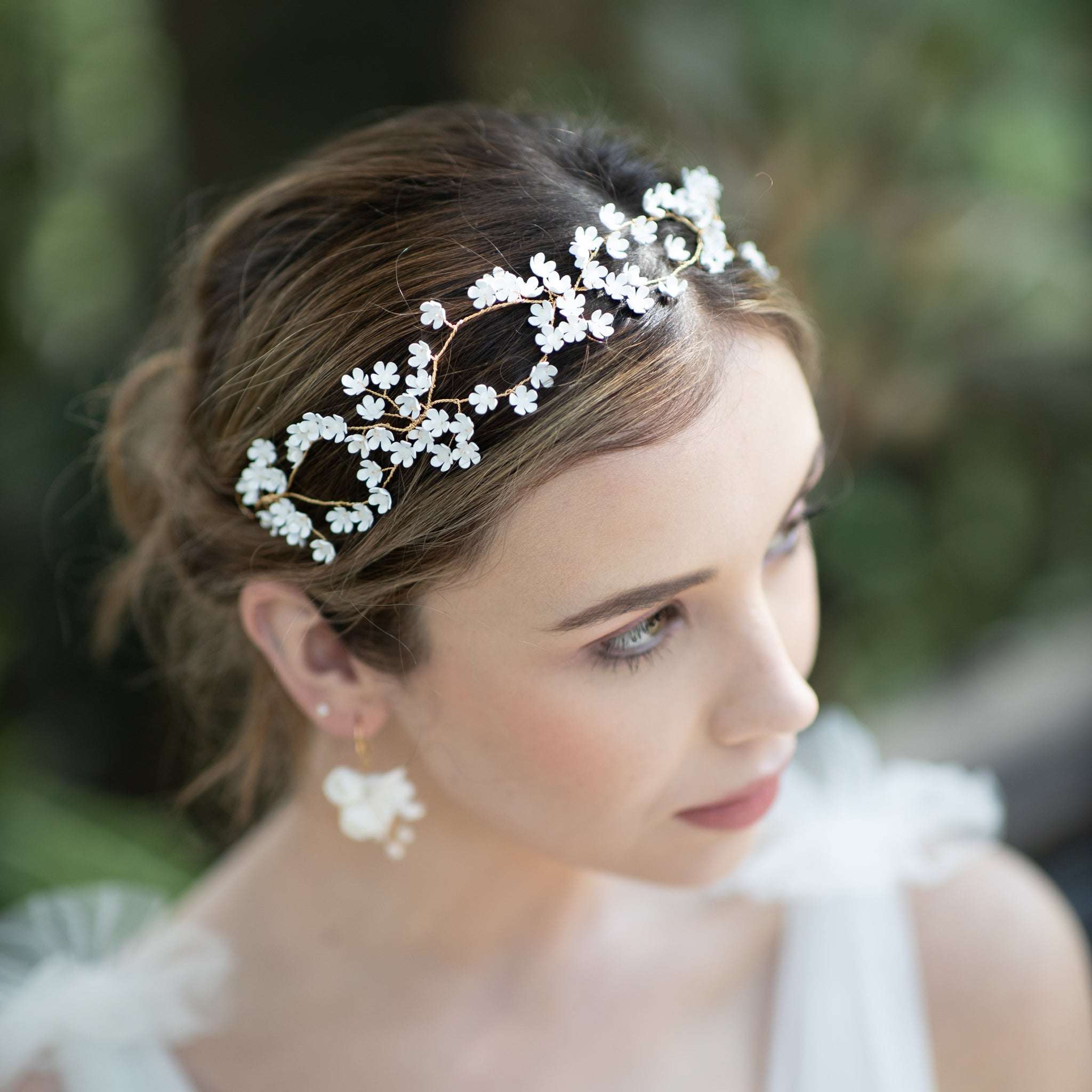 Jules Bridal - Alyssa, Hair Vine with White Flower Blossoms