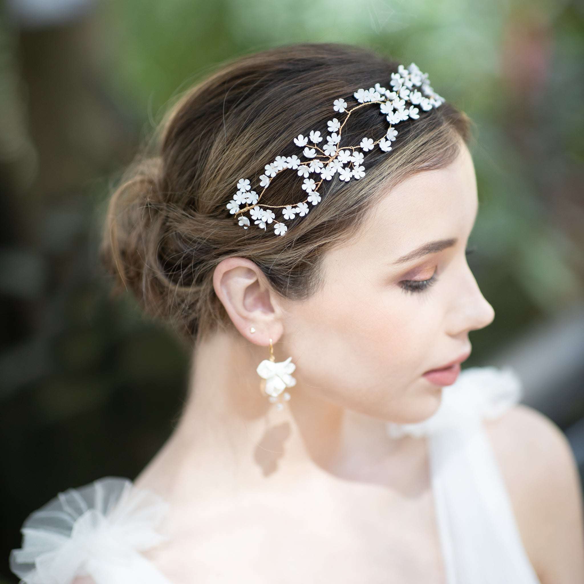 Jules Bridal - Alyssa, Hair Vine with White Flower Blossoms