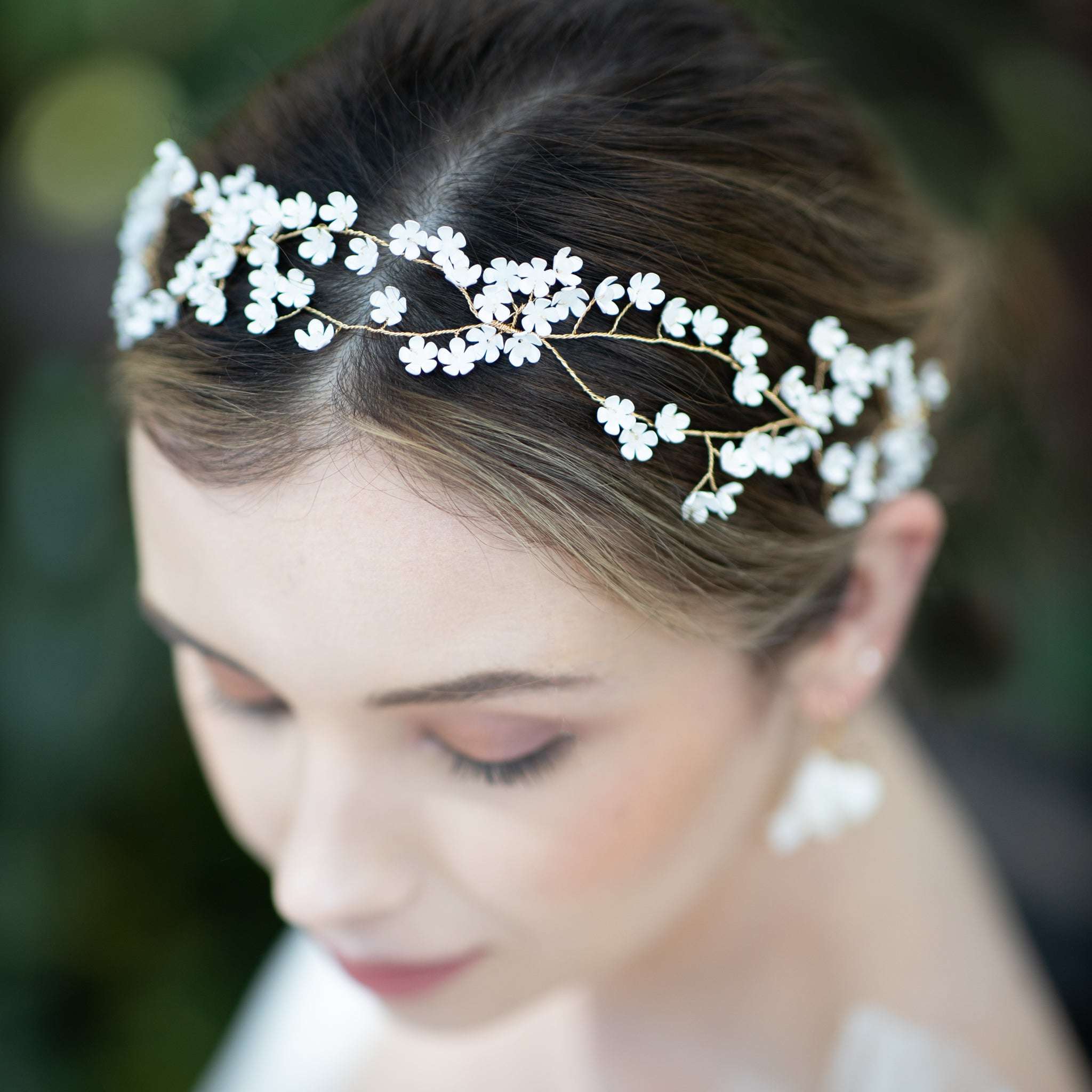 Jules Bridal - Alyssa, Hair Vine with White Flower Blossoms