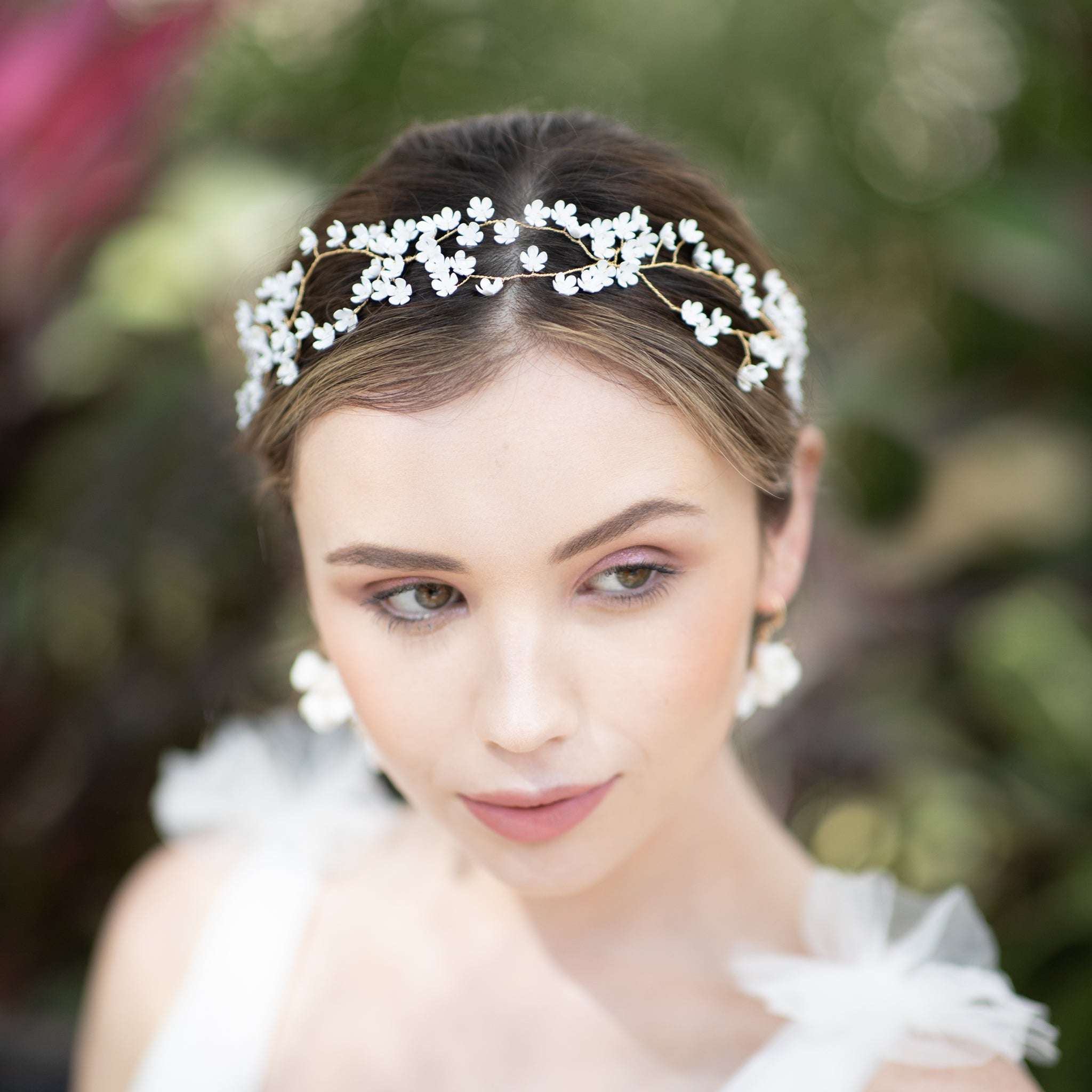 Jules Bridal - Alyssa, Hair Vine with White Flower Blossoms