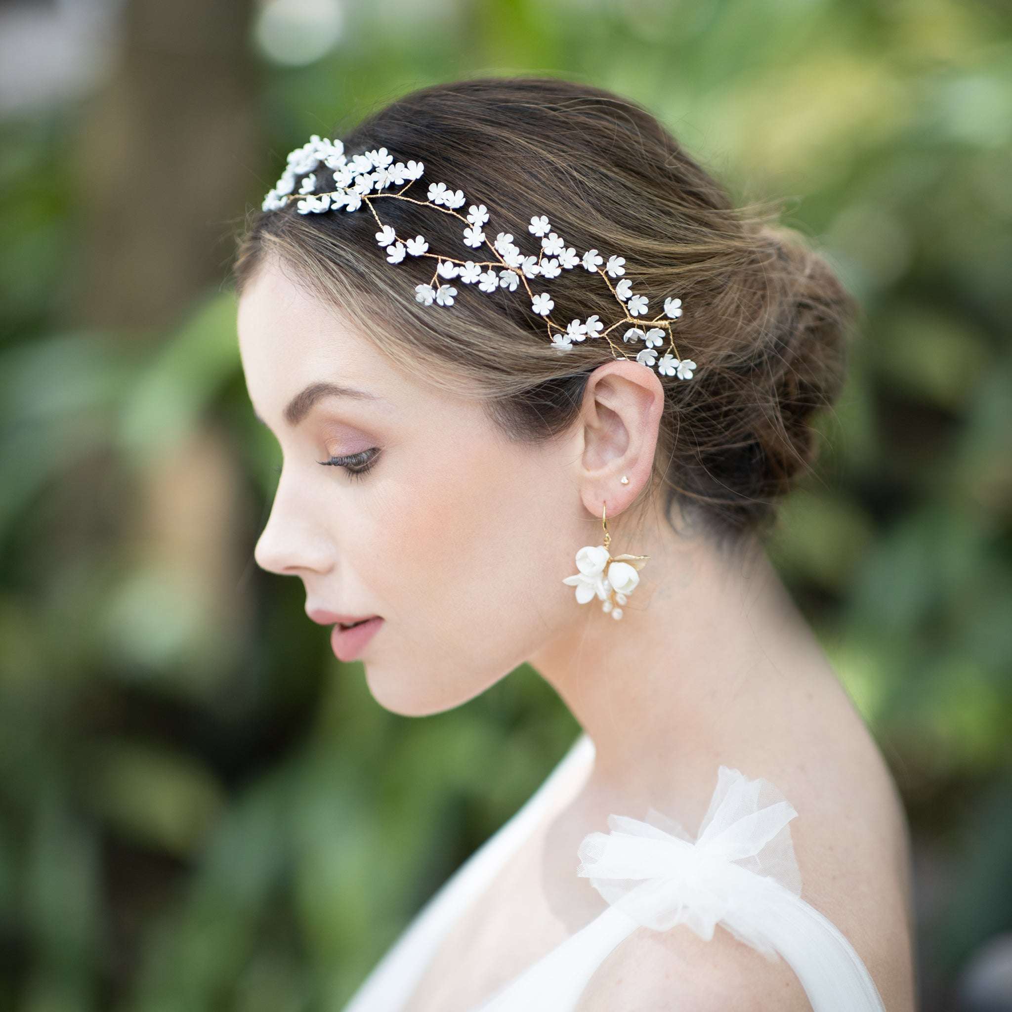 Jules Bridal - Alyssa, Hair Vine with White Flower Blossoms