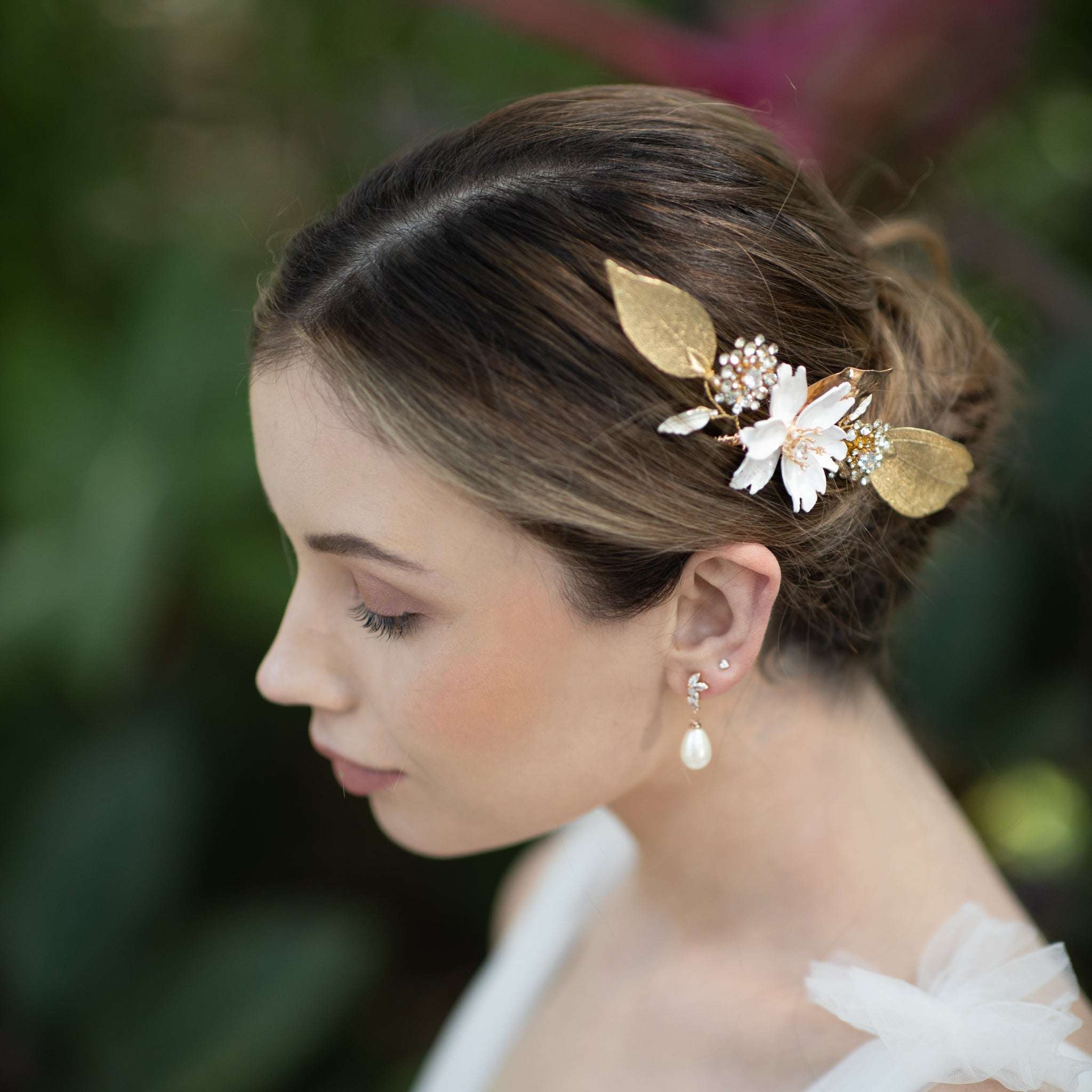 Jules Bridal - April, Grecian Floral Golden Leaf Hair Comb