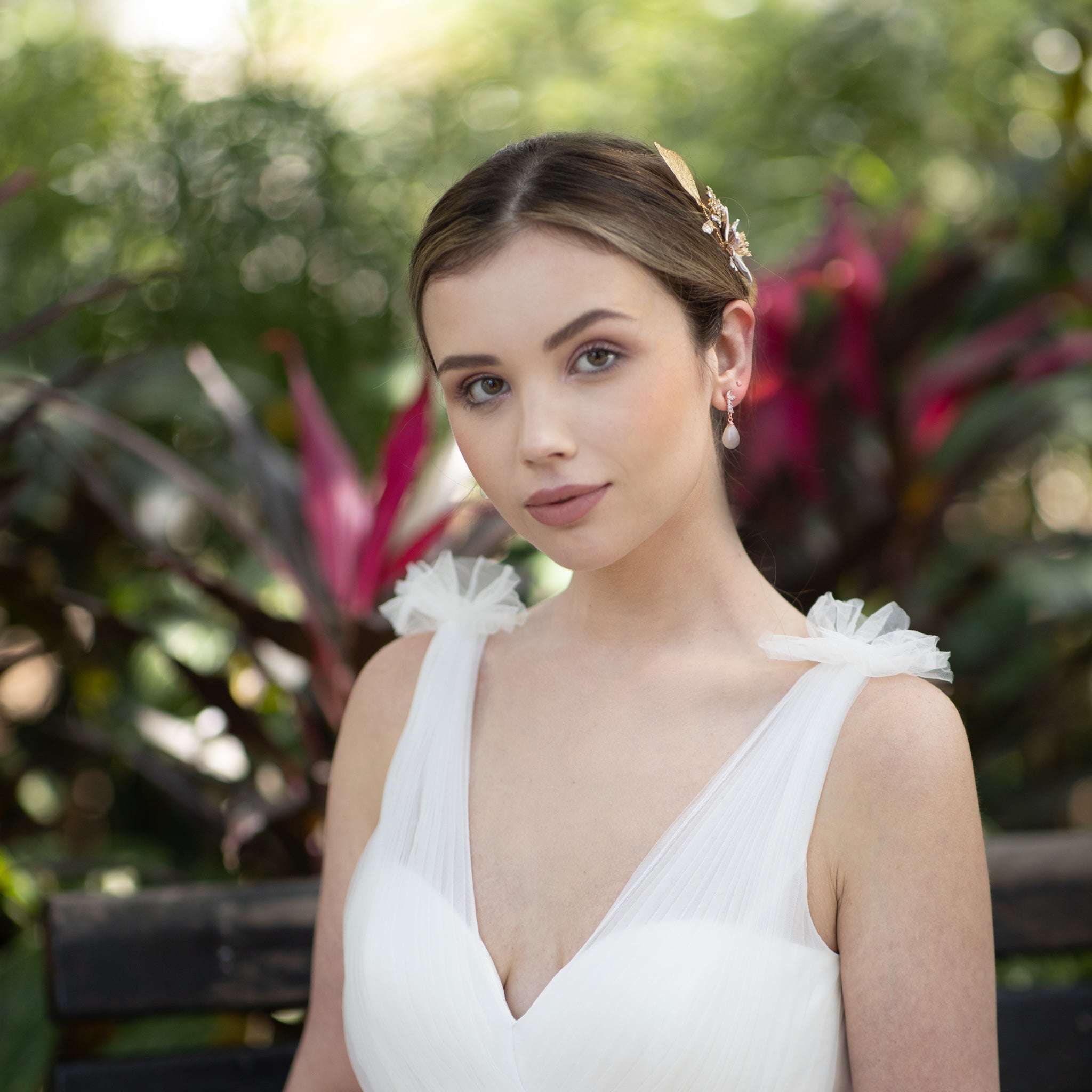Jules Bridal - April, Grecian Floral Golden Leaf Hair Comb