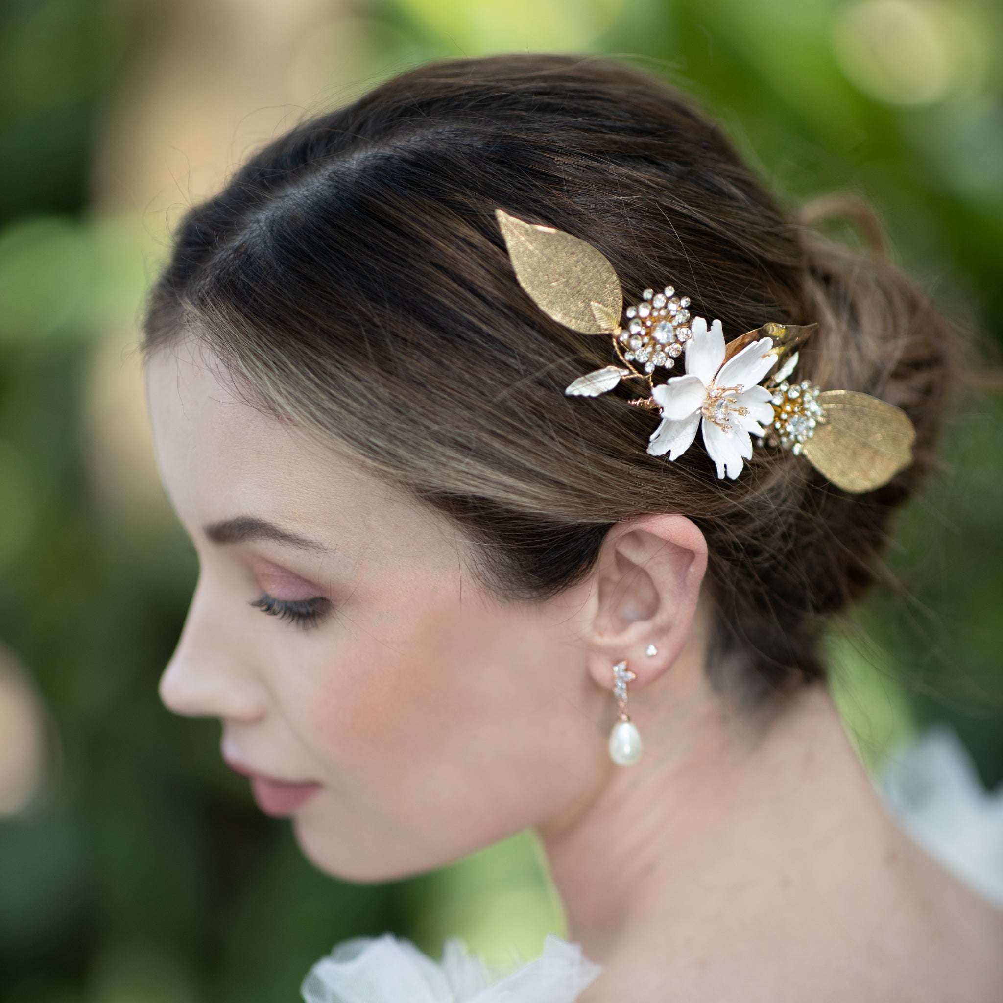 Jules Bridal - April, Grecian Floral Golden Leaf Hair Comb