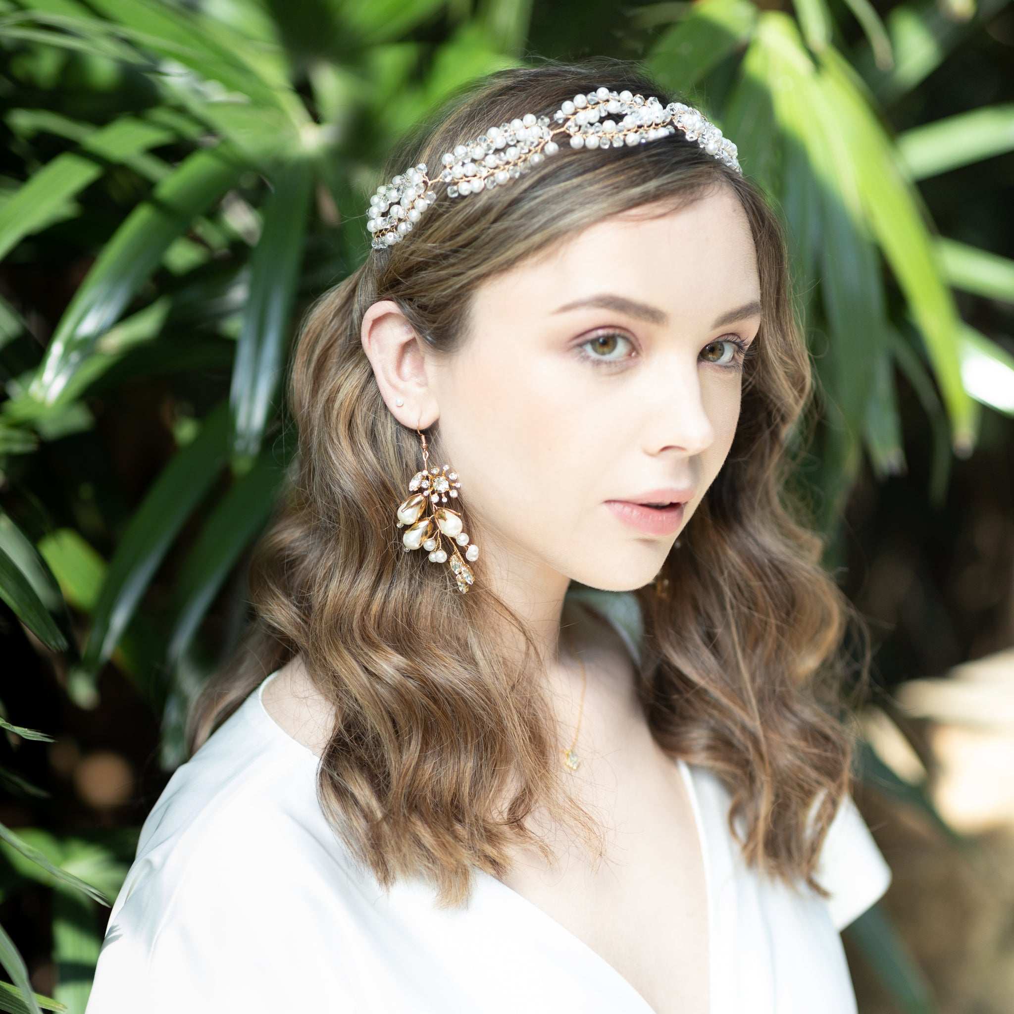 Jules Bridal - Asteria, Goldtone Pearl & Crystal Hair Vine