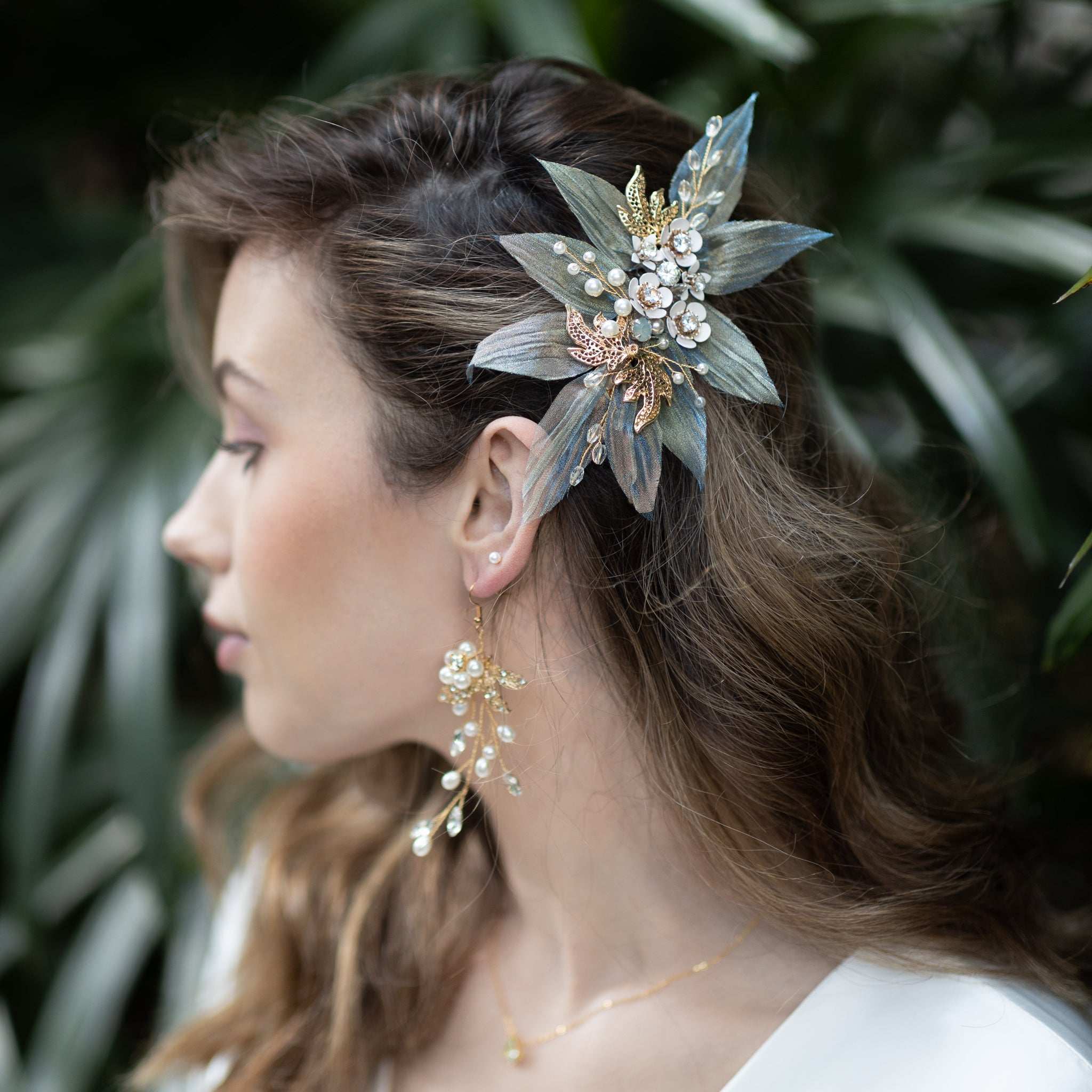 Jules Bridal - Bailie, Vibrant Blue Chiffon Floral Hair Clip