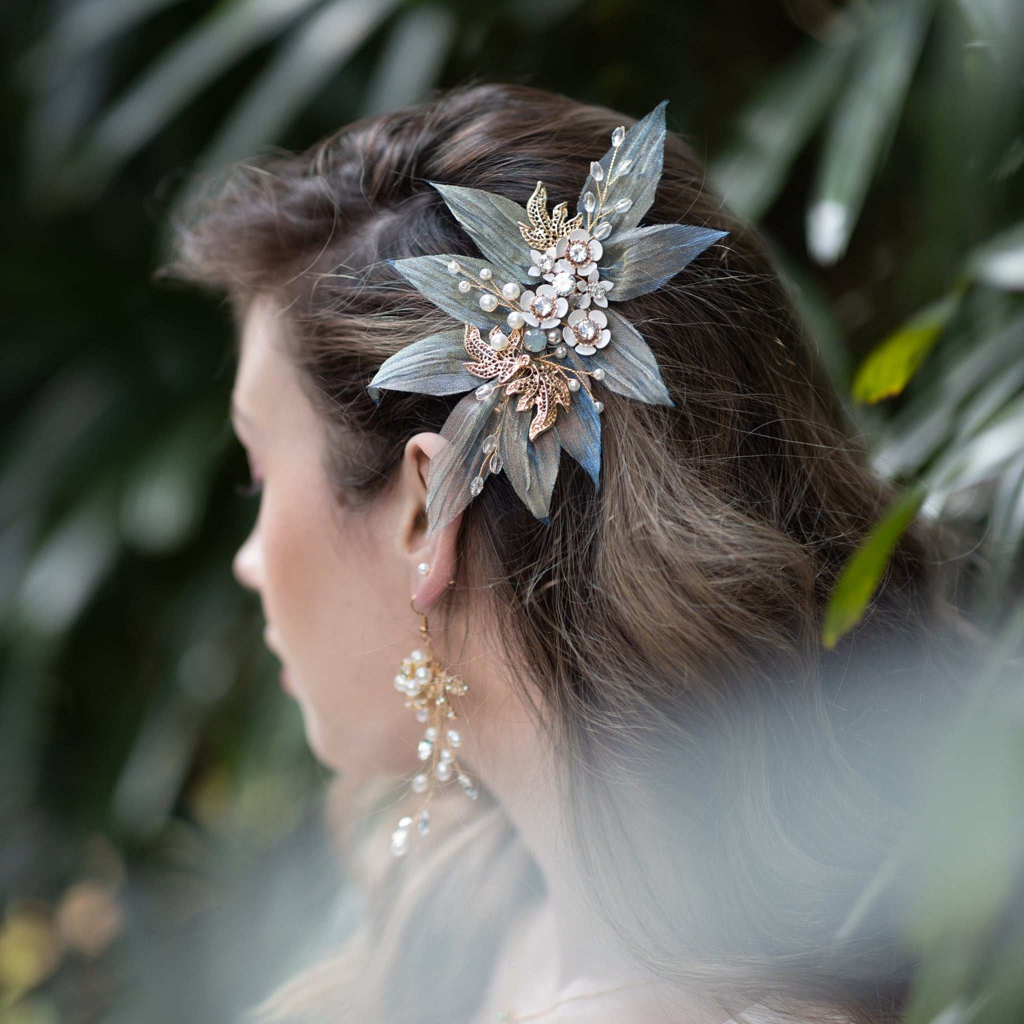 Jules Bridal - Bailie, Vibrant Blue Chiffon Floral Hair Clip