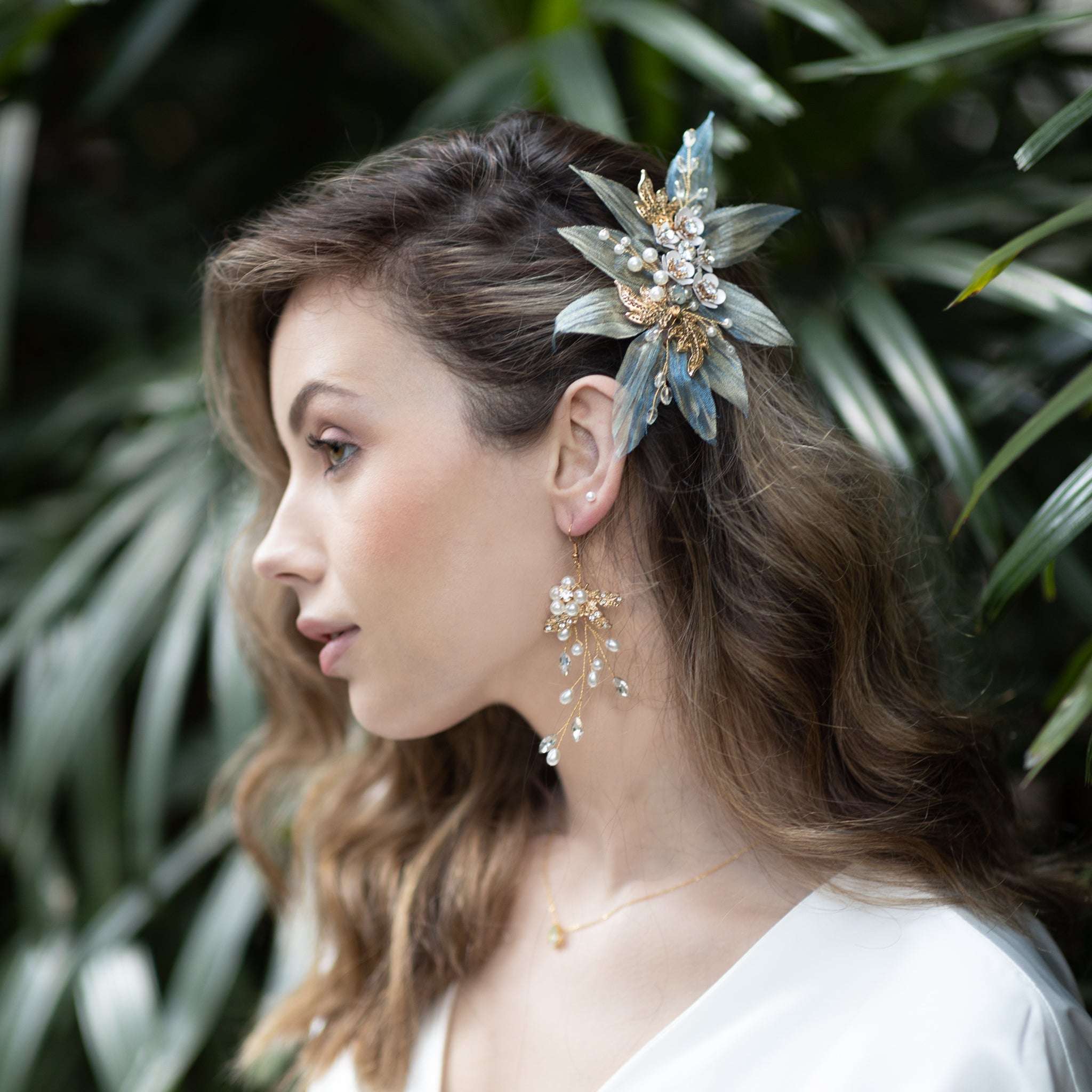 Jules Bridal - Bailie, Vibrant Blue Chiffon Floral Hair Clip