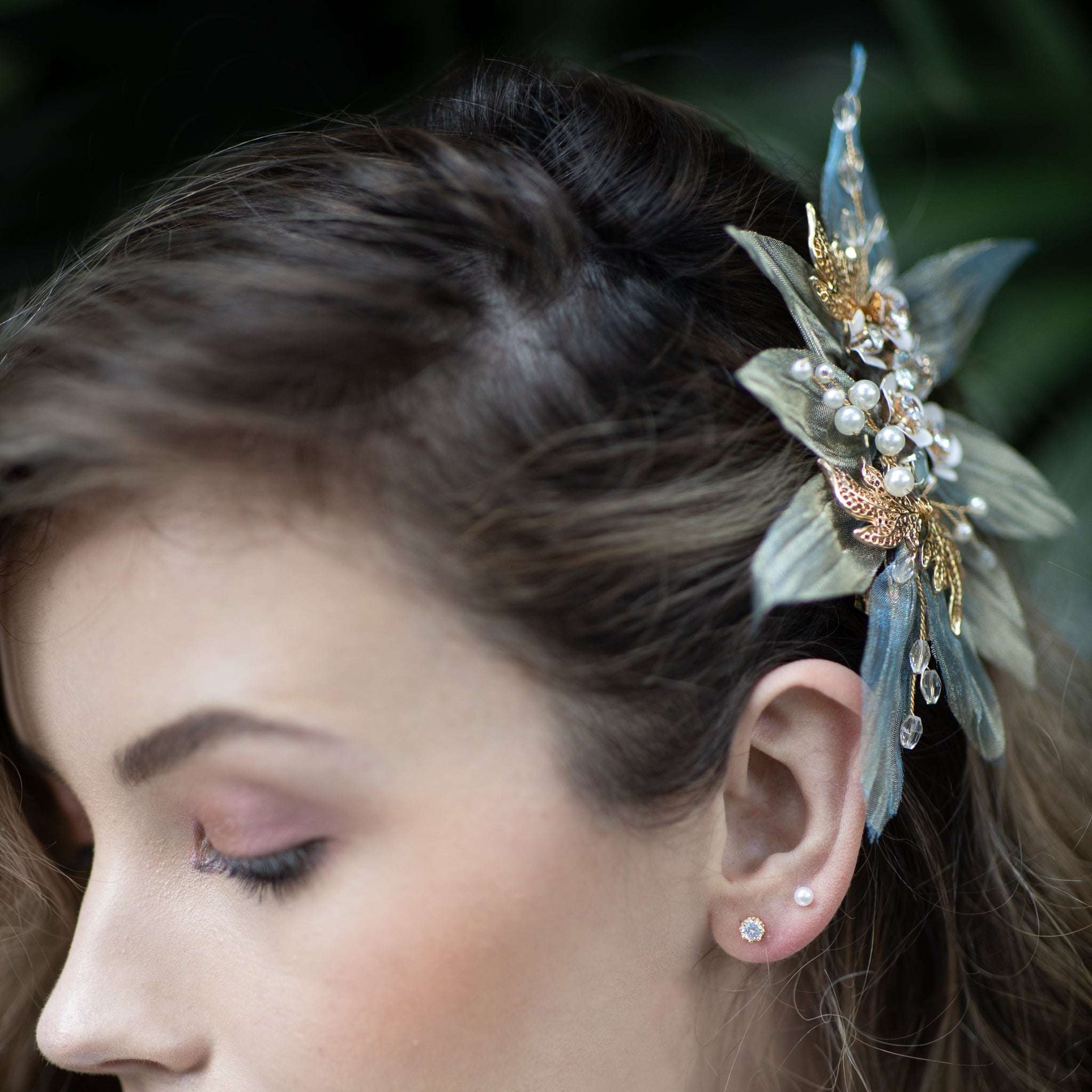 Jules Bridal - Bailie, Vibrant Blue Chiffon Floral Hair Clip
