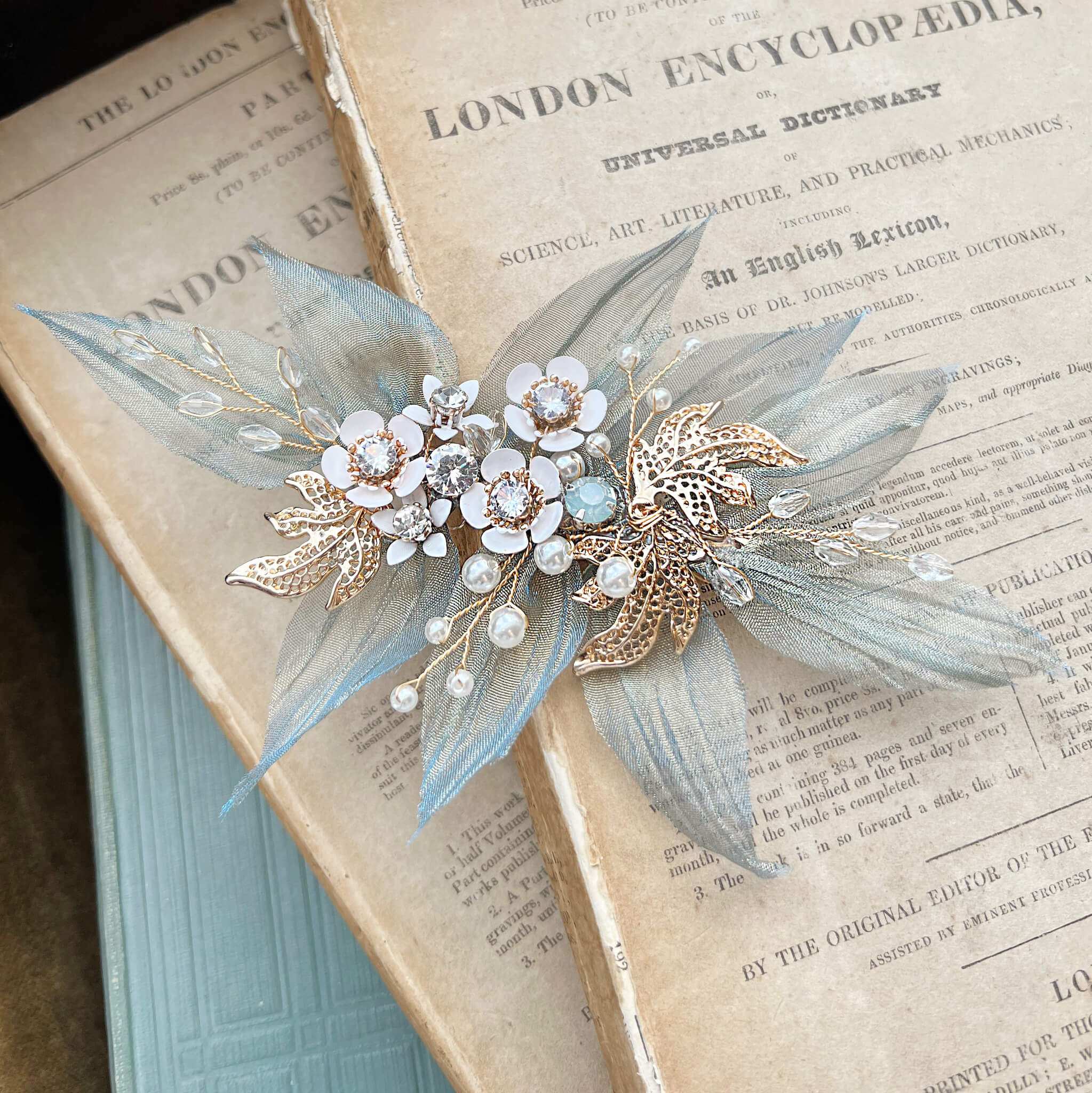 Jules Bridal - Bailie, Vibrant Blue Chiffon Floral Hair Clip