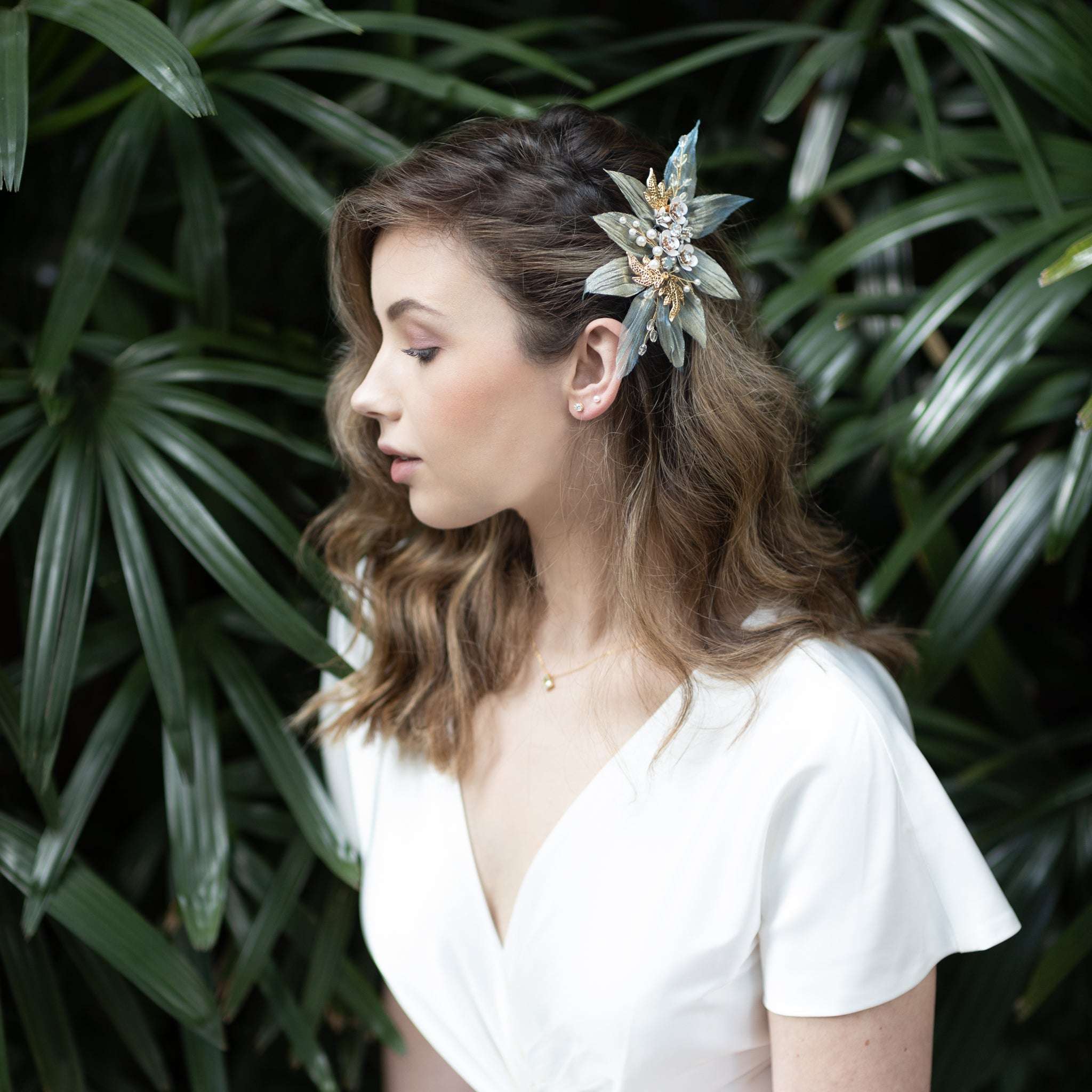Jules Bridal - Bailie, Vibrant Blue Chiffon Floral Hair Clip