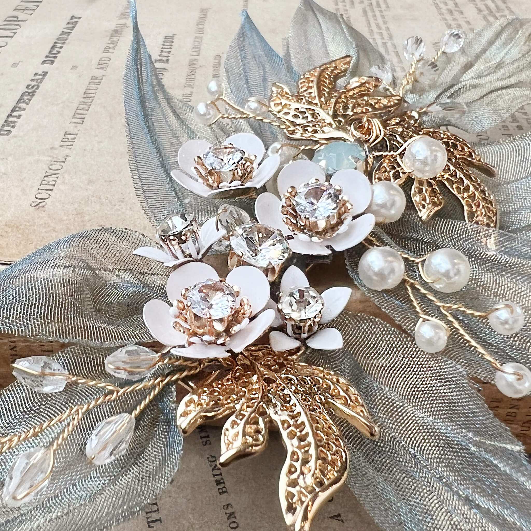 Jules Bridal - Bailie, Vibrant Blue Chiffon Floral Hair Clip