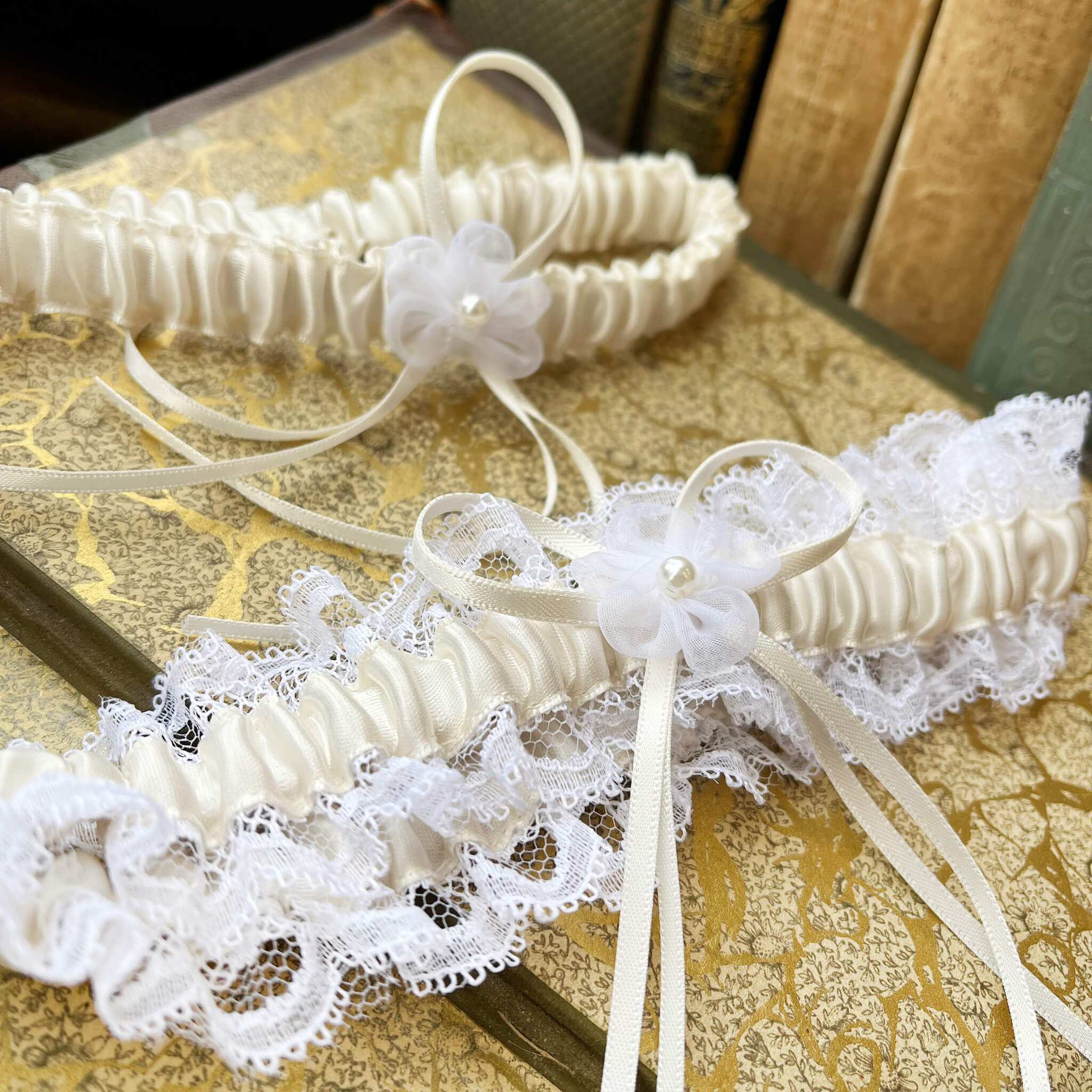 Jules Bridal - Berit, Ruched Lace Detail Garter Set