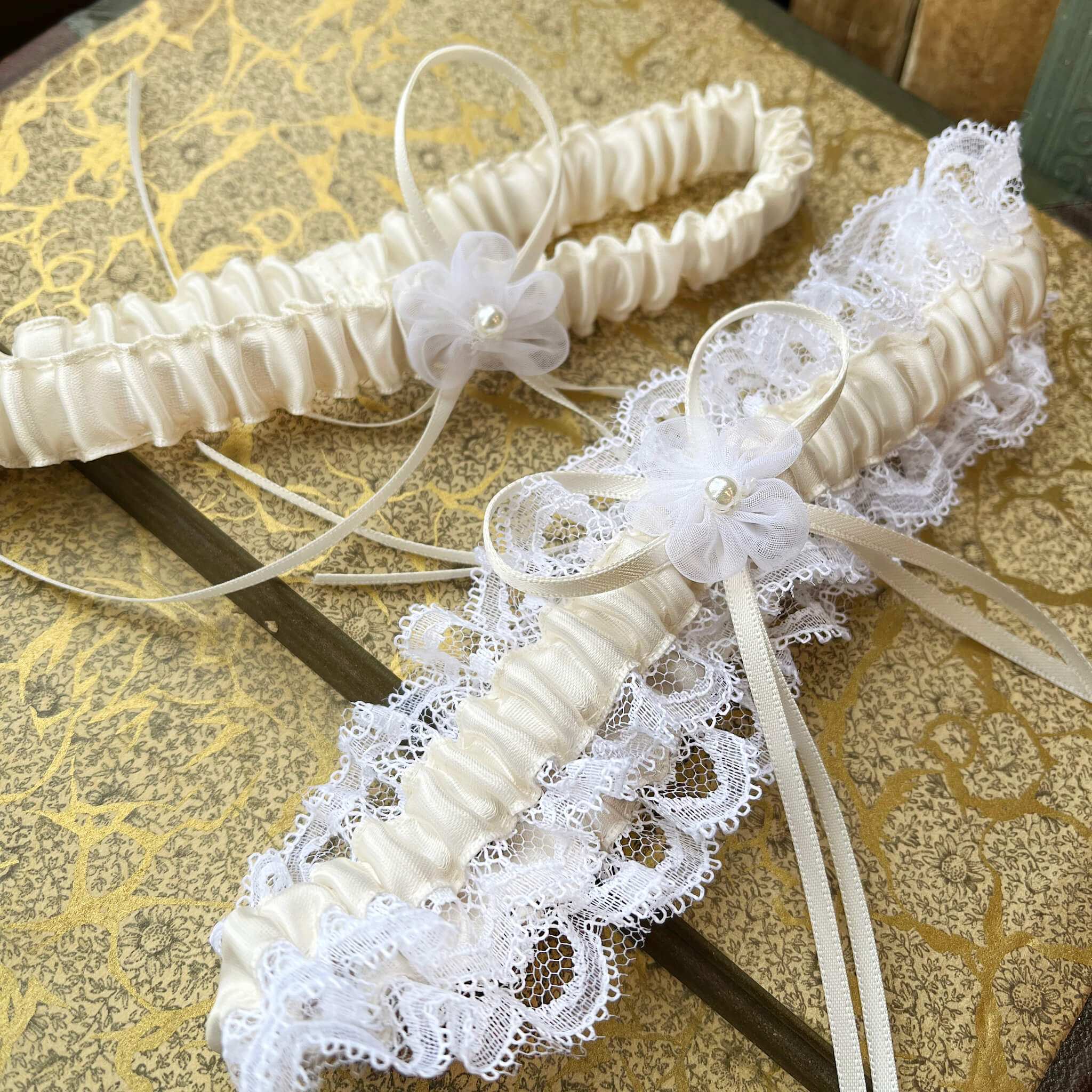Jules Bridal - Berit, Ruched Lace Detail Garter Set