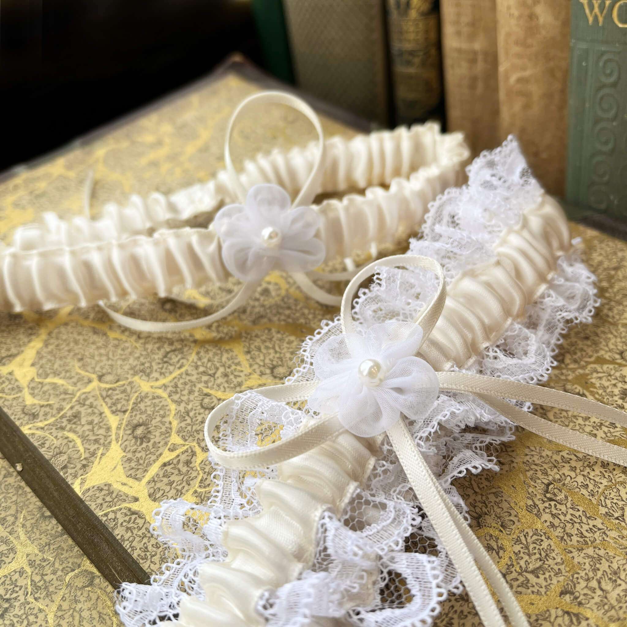 Jules Bridal - Berit, Ruched Lace Detail Garter Set