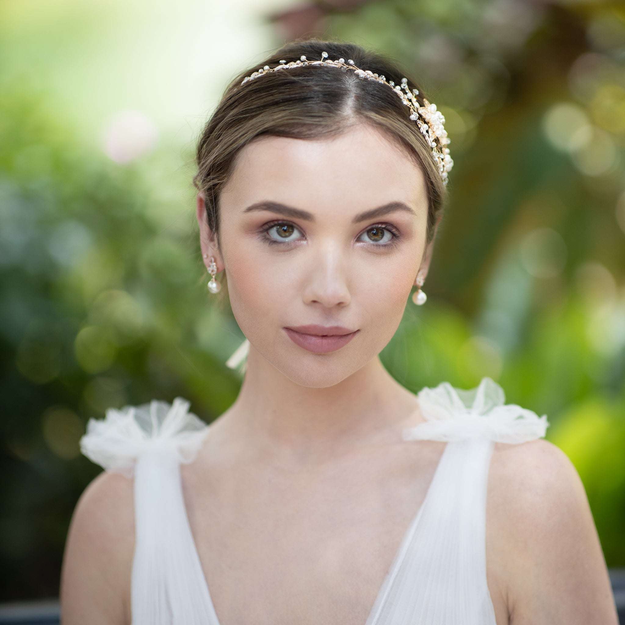 Jules Bridal - Calytrix, Crystal Encrusted Floral Hair Vine in Gold