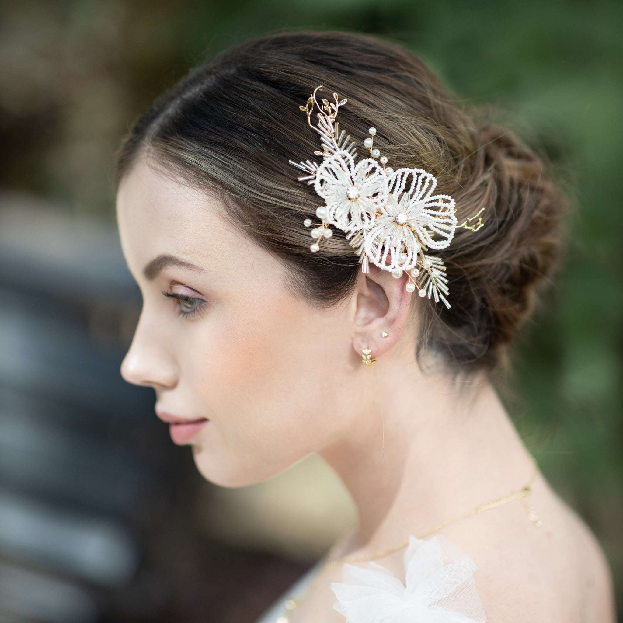 Jules Bridal - Cassidy, Goldtone Heart Shaped Crystal Studs