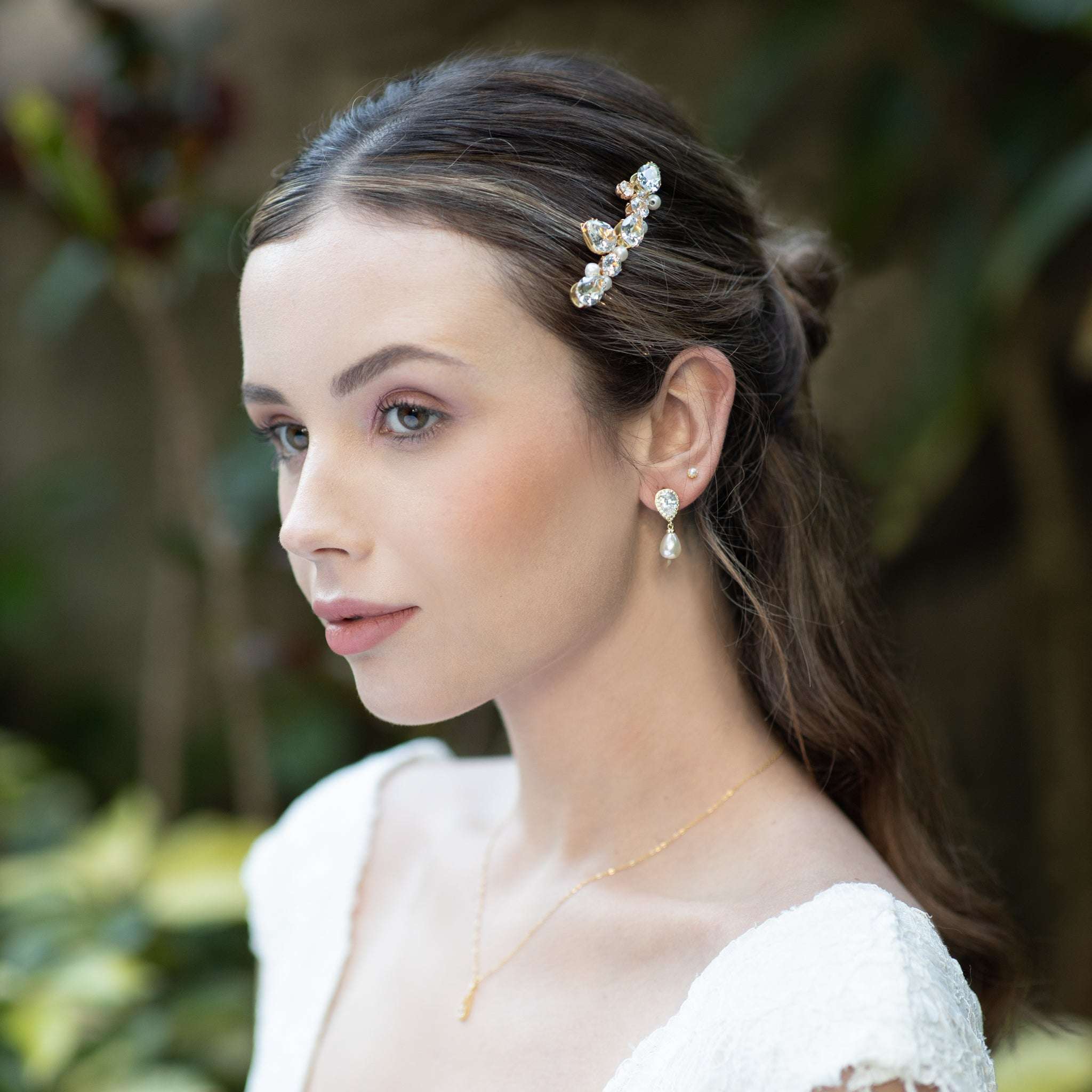 Jules Bridal - Celeste, Crystal Hair Comb with Pearls in Gold