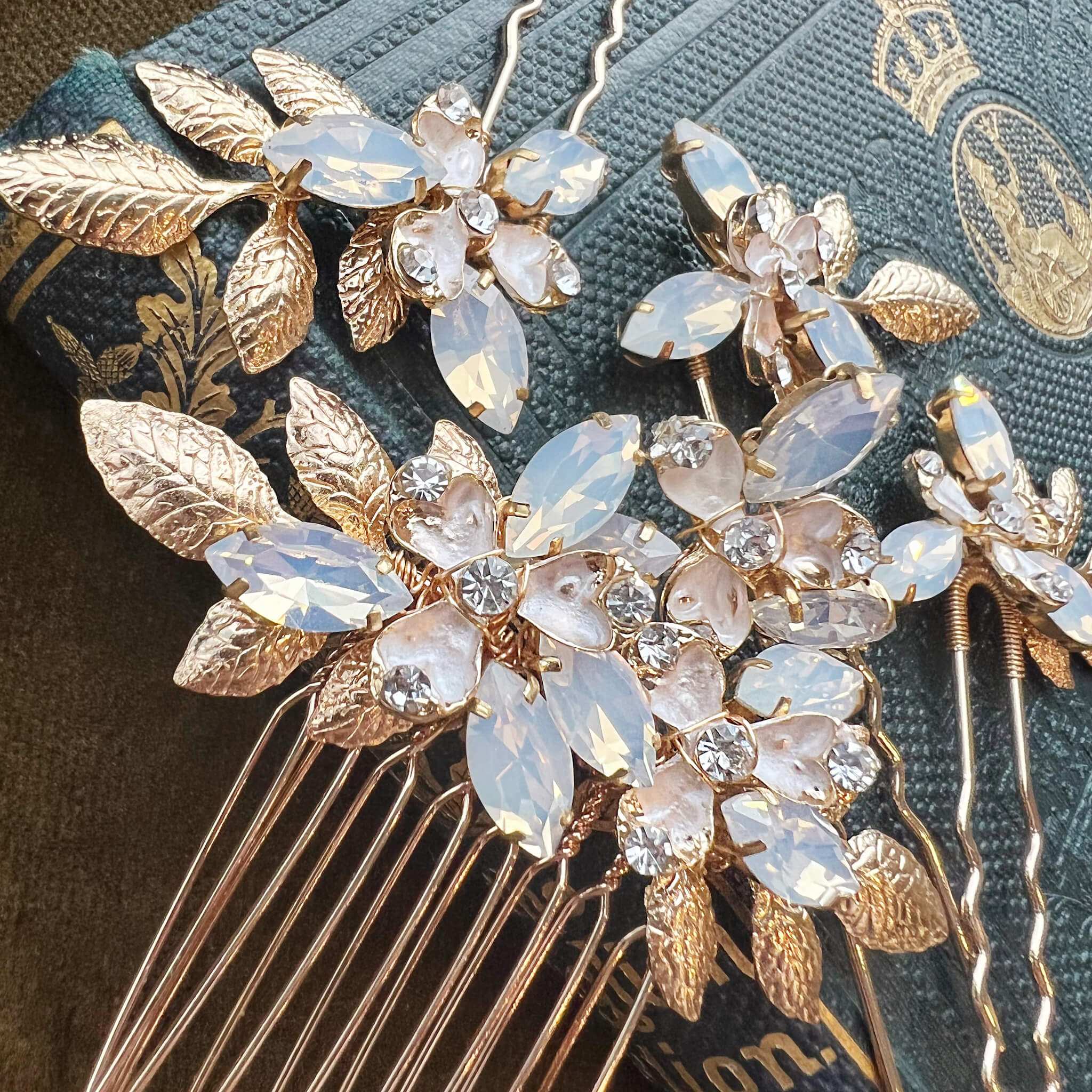 Jules Bridal - Demi, Crystal and Green Hair Pins