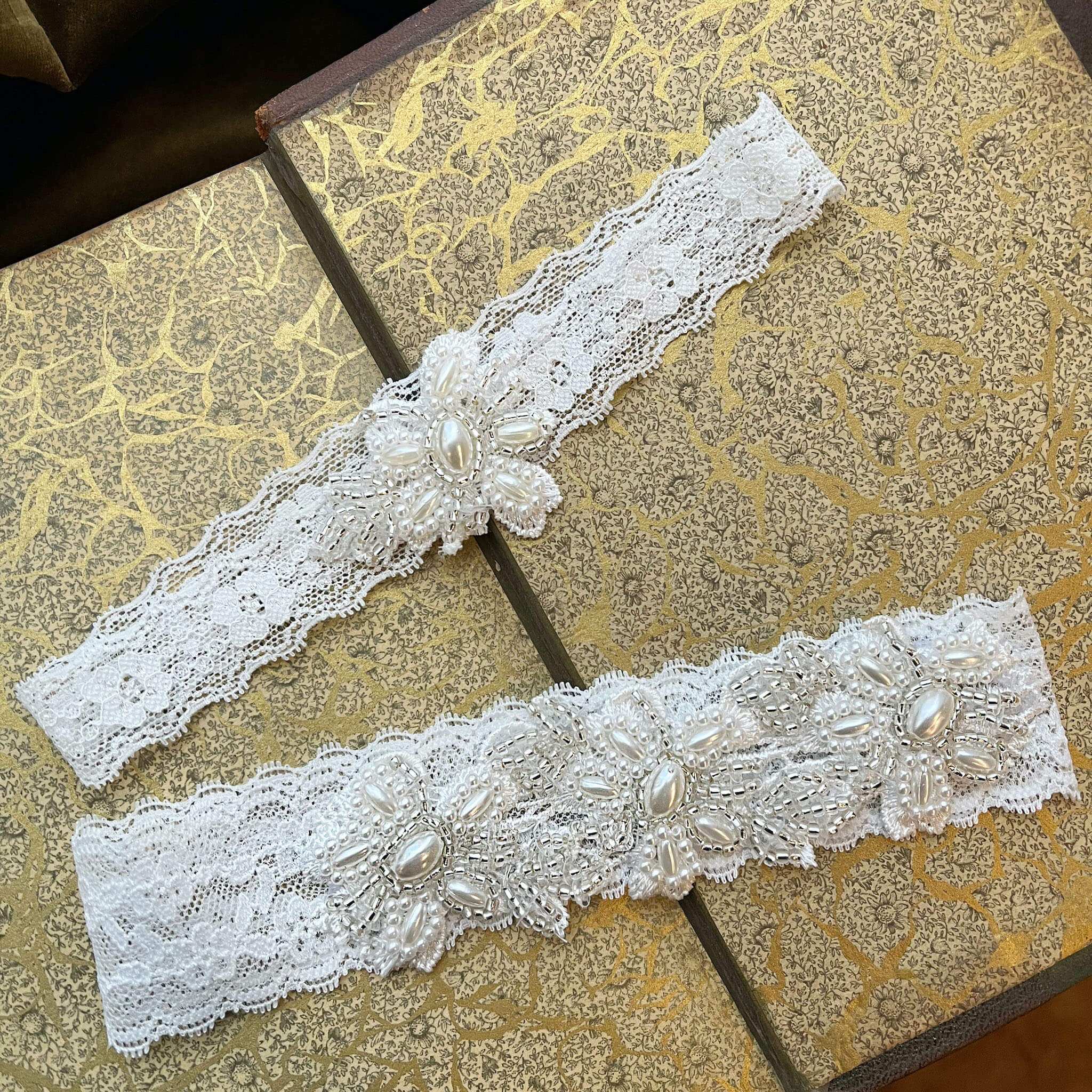 Jules Bridal - Dordi, Lace Beaded Floral Detail Garter Set