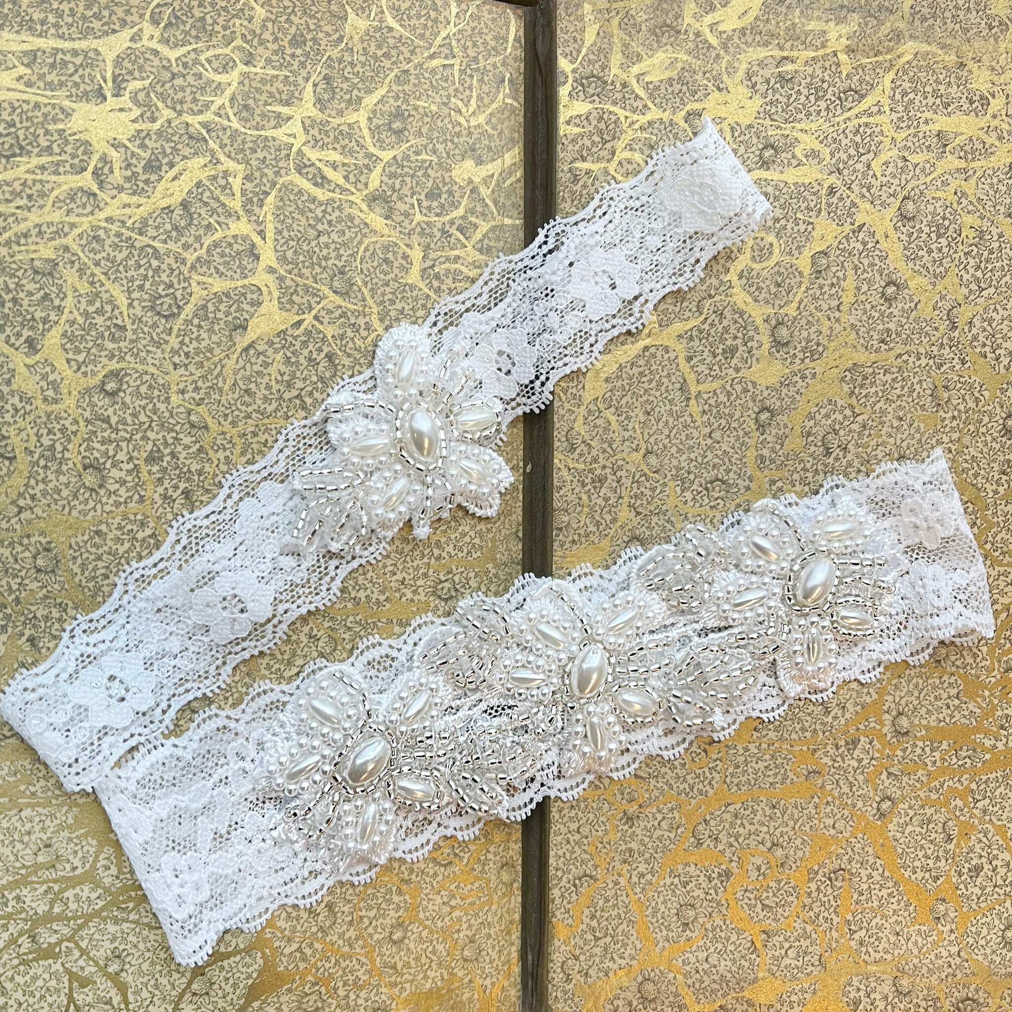 Jules Bridal - Dordi, Lace Beaded Floral Detail Garter Set