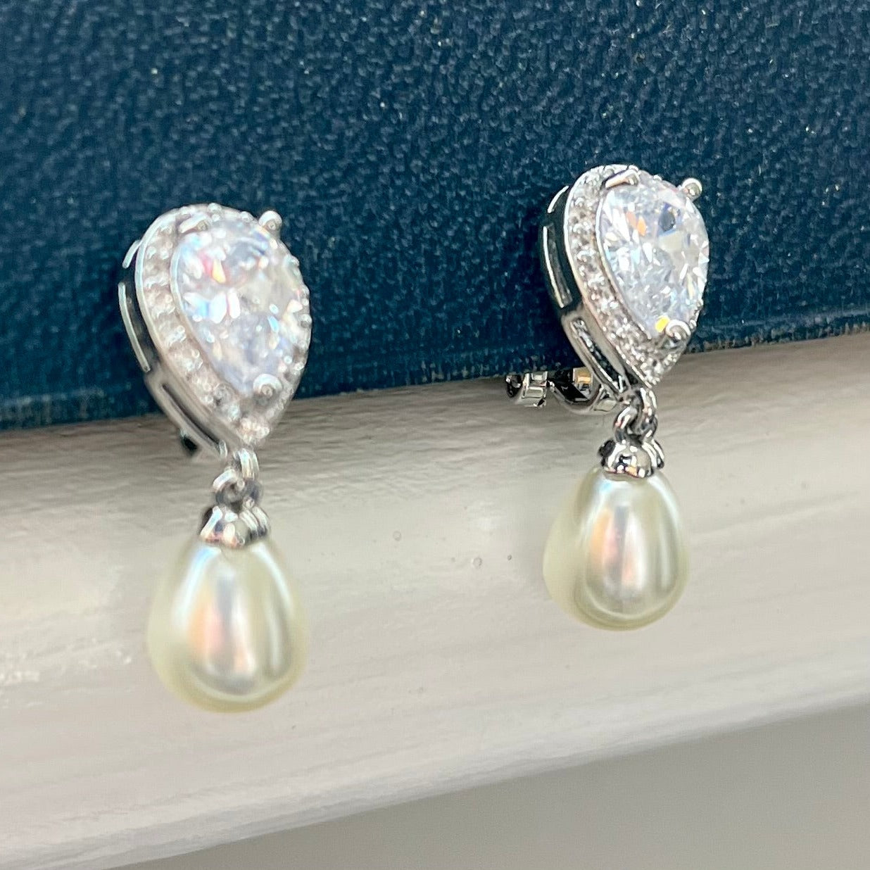 Alisha, Pearl & Silver Clip-on Earrings