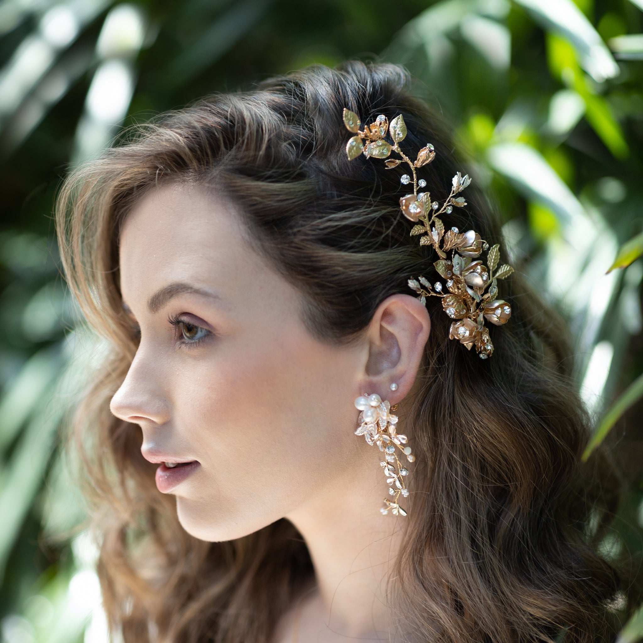 Jules Bridal - Gaia, Golden Goddess Floral Hair Clip