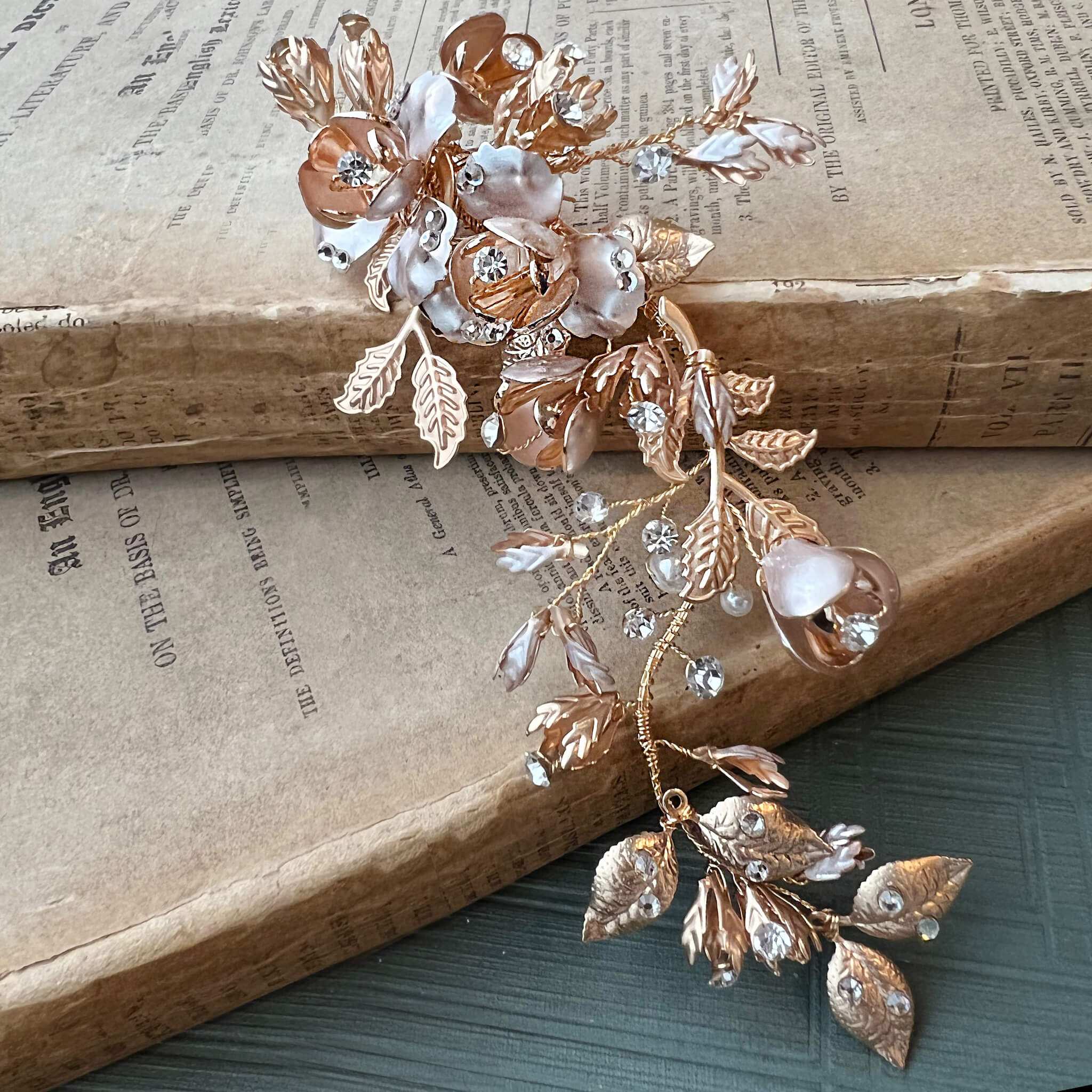 Jules Bridal - Gaia, Golden Goddess Floral Hair Clip
