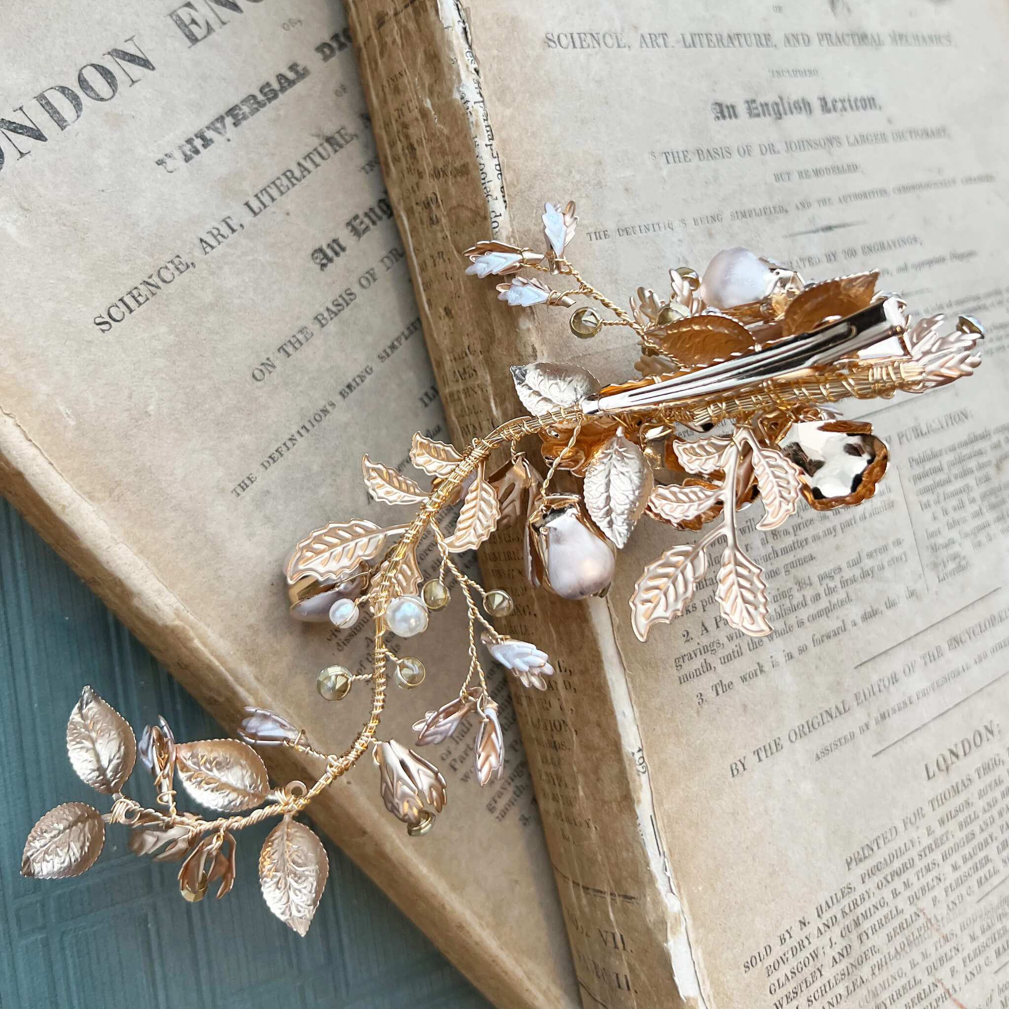 Jules Bridal - Gaia, Golden Goddess Floral Hair Clip