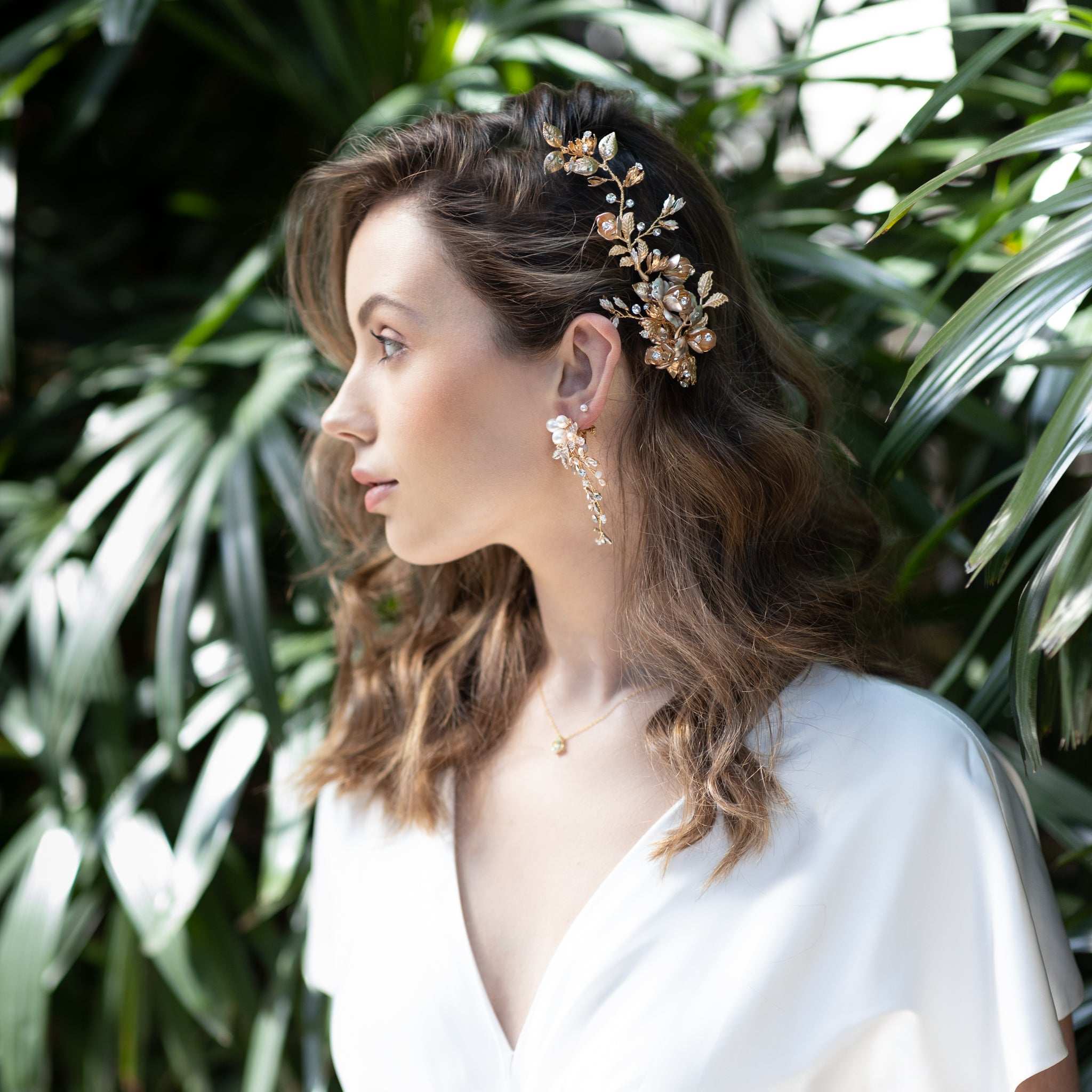 Jules Bridal - Gaia, Golden Goddess Floral Hair Clip
