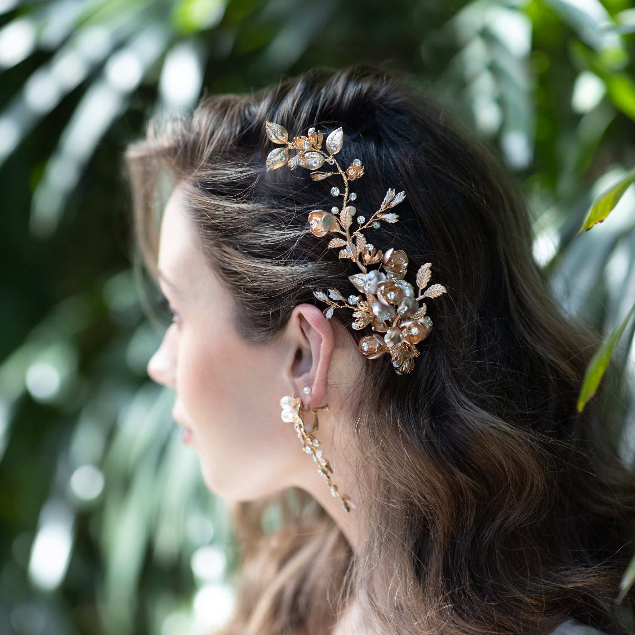 Jules Bridal - Gaia, Golden Goddess Floral Hair Clip