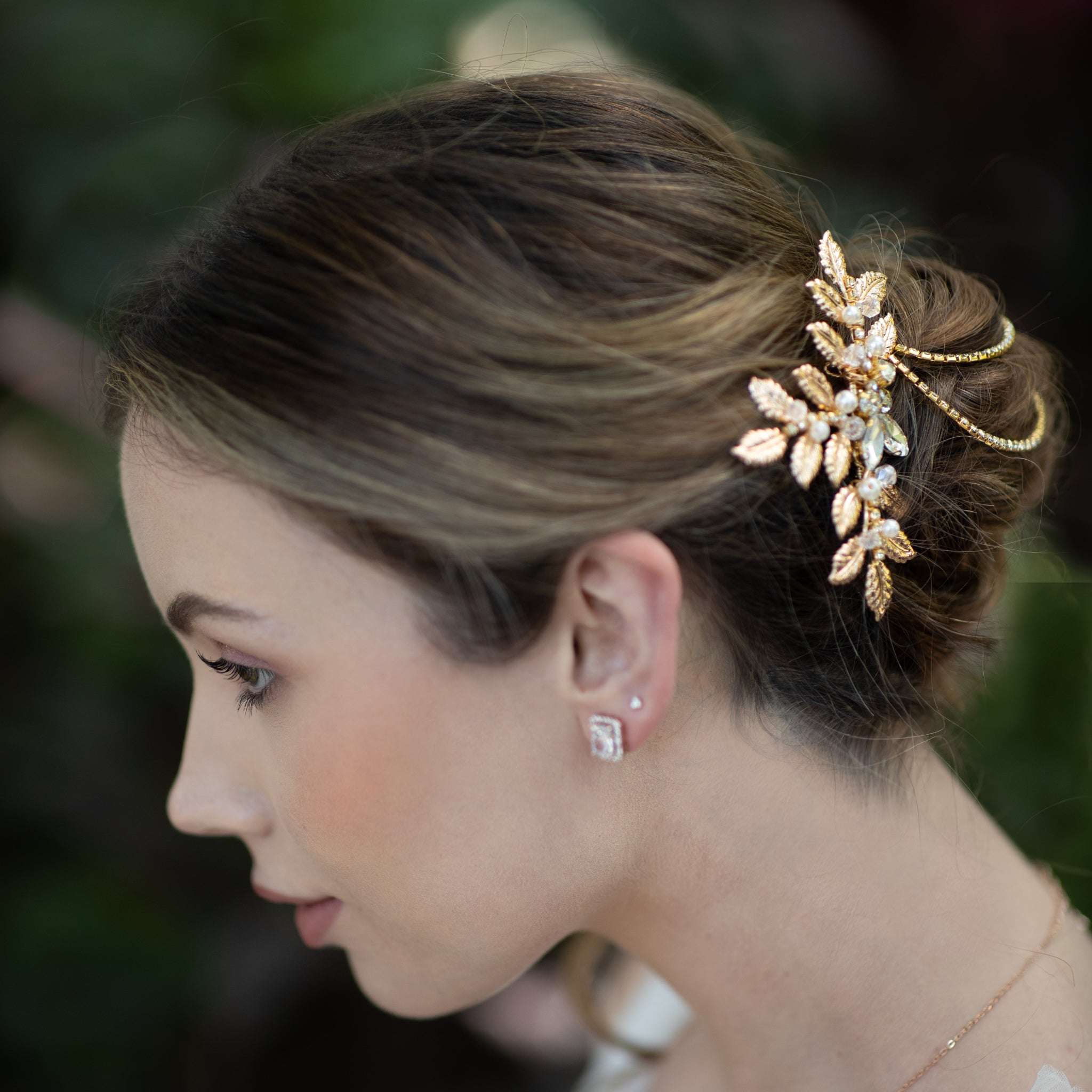 Jules Bridal - Georgina, Grecian Goddess Hair Drape in Gold with Pearl, Crystal and Copper