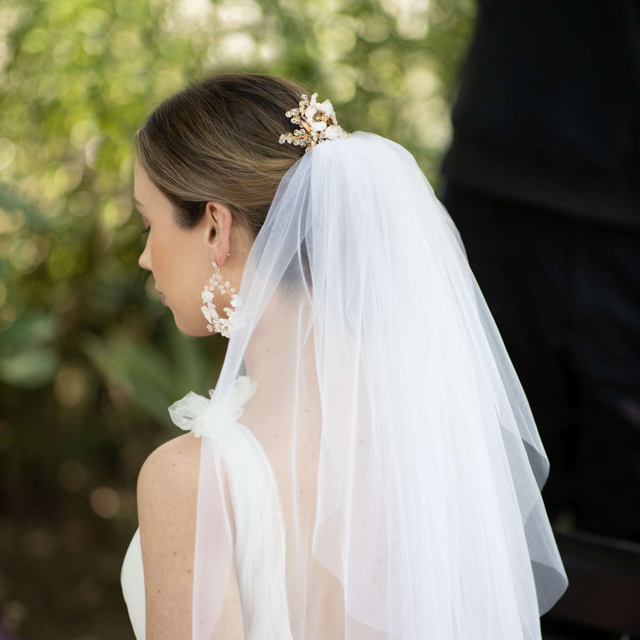 Jules Bridal - Gisla, Enamel Floral Golden Leaf Hair Comb