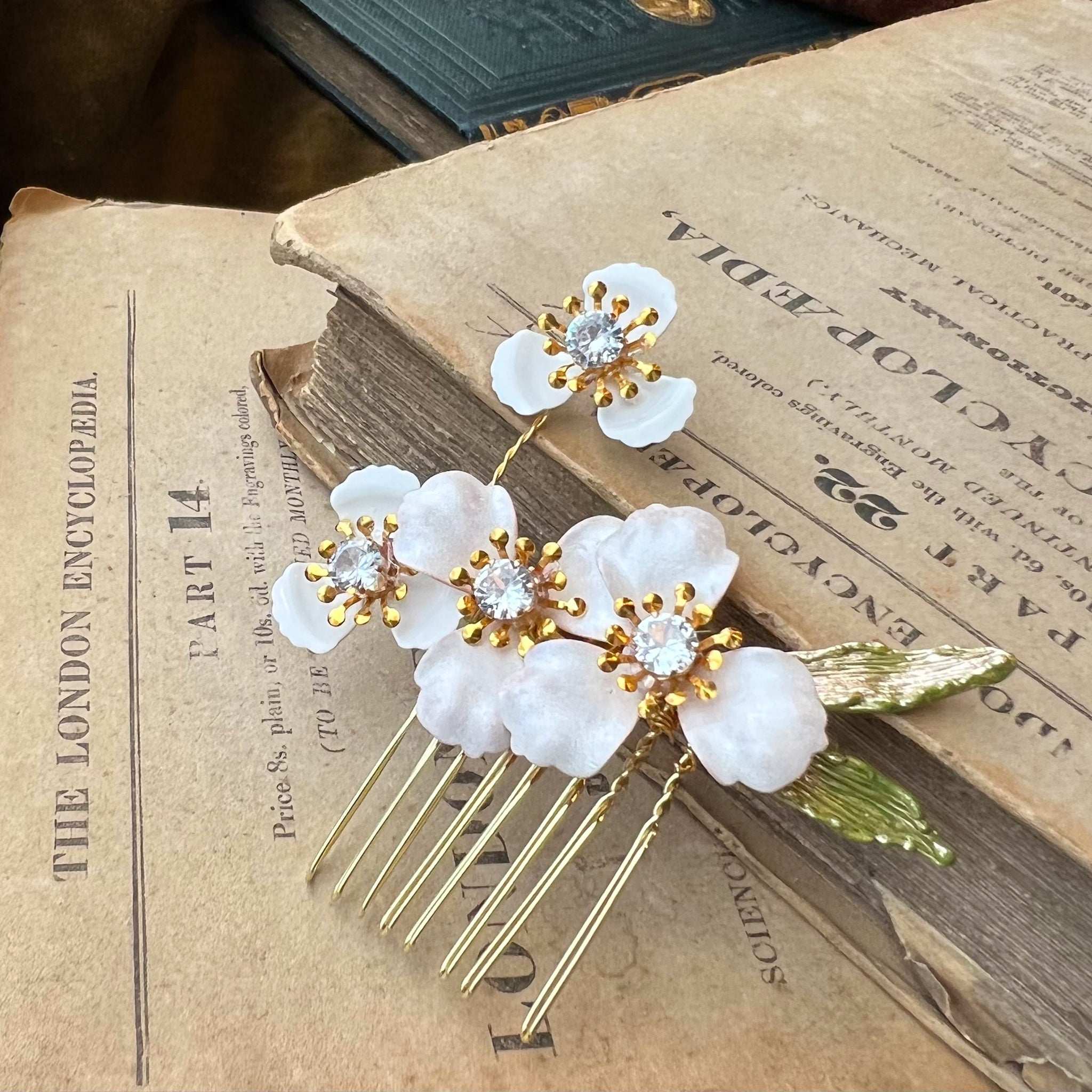 Jules Bridal - Kelda, Crystal & Enamel Floral Hair Comb