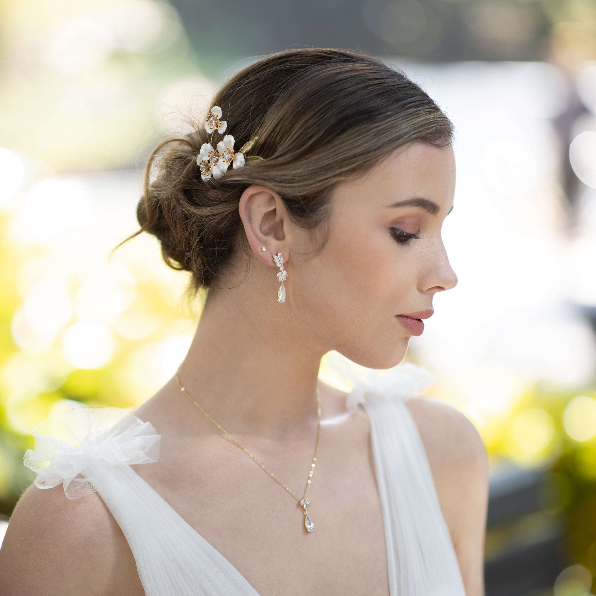 Jules Bridal - Kelda, Crystal & Enamel Floral Hair Comb