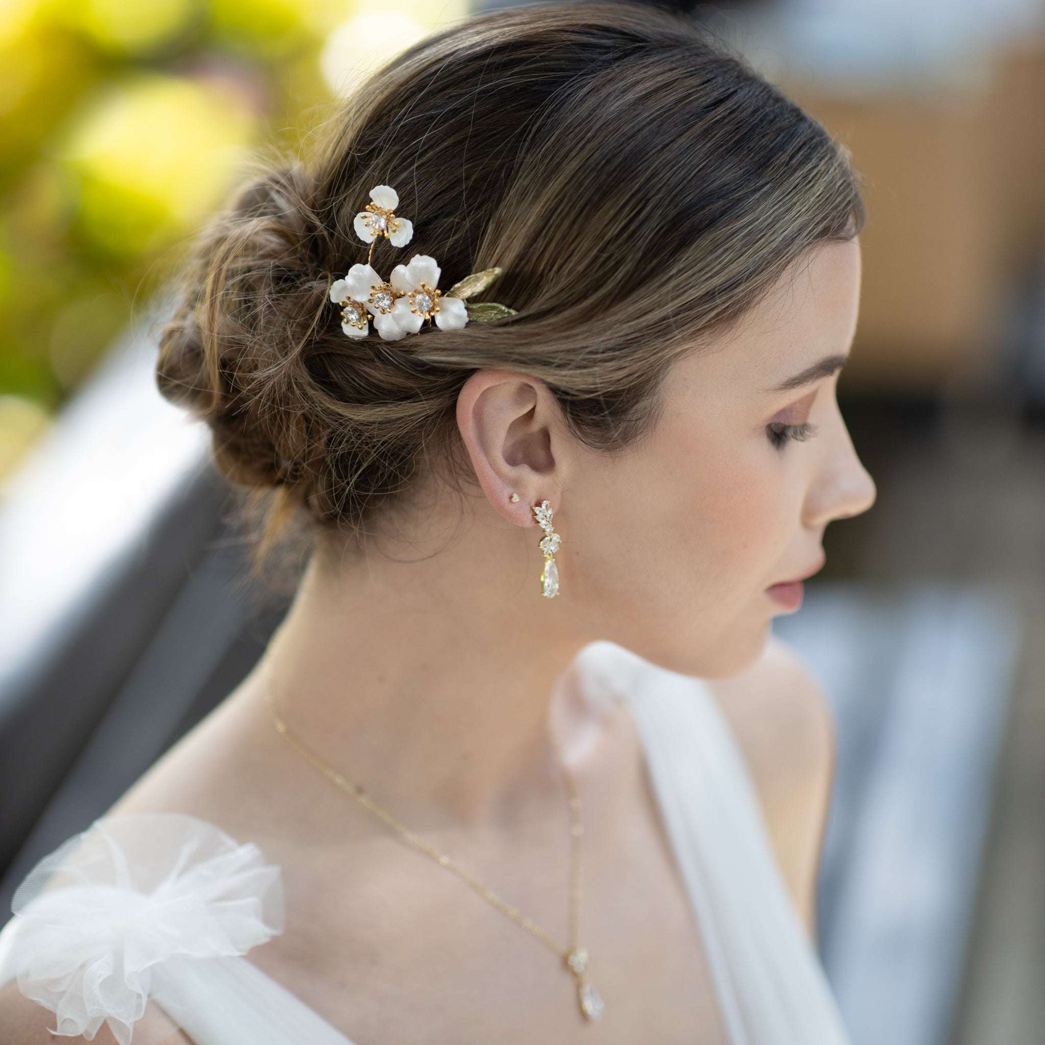 Jules Bridal - Kelda, Crystal & Enamel Floral Hair Comb