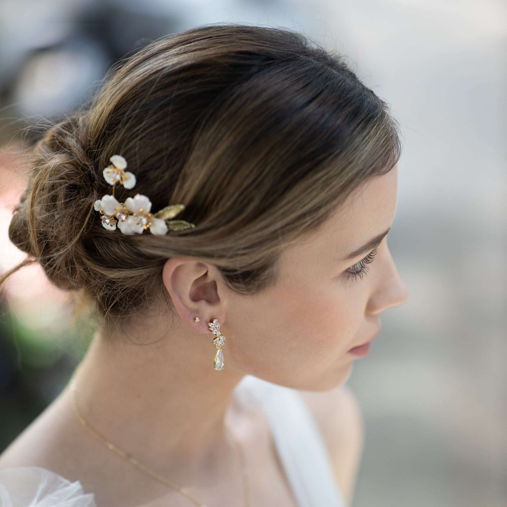 Jules Bridal - Kelda, Crystal & Enamel Floral Hair Comb