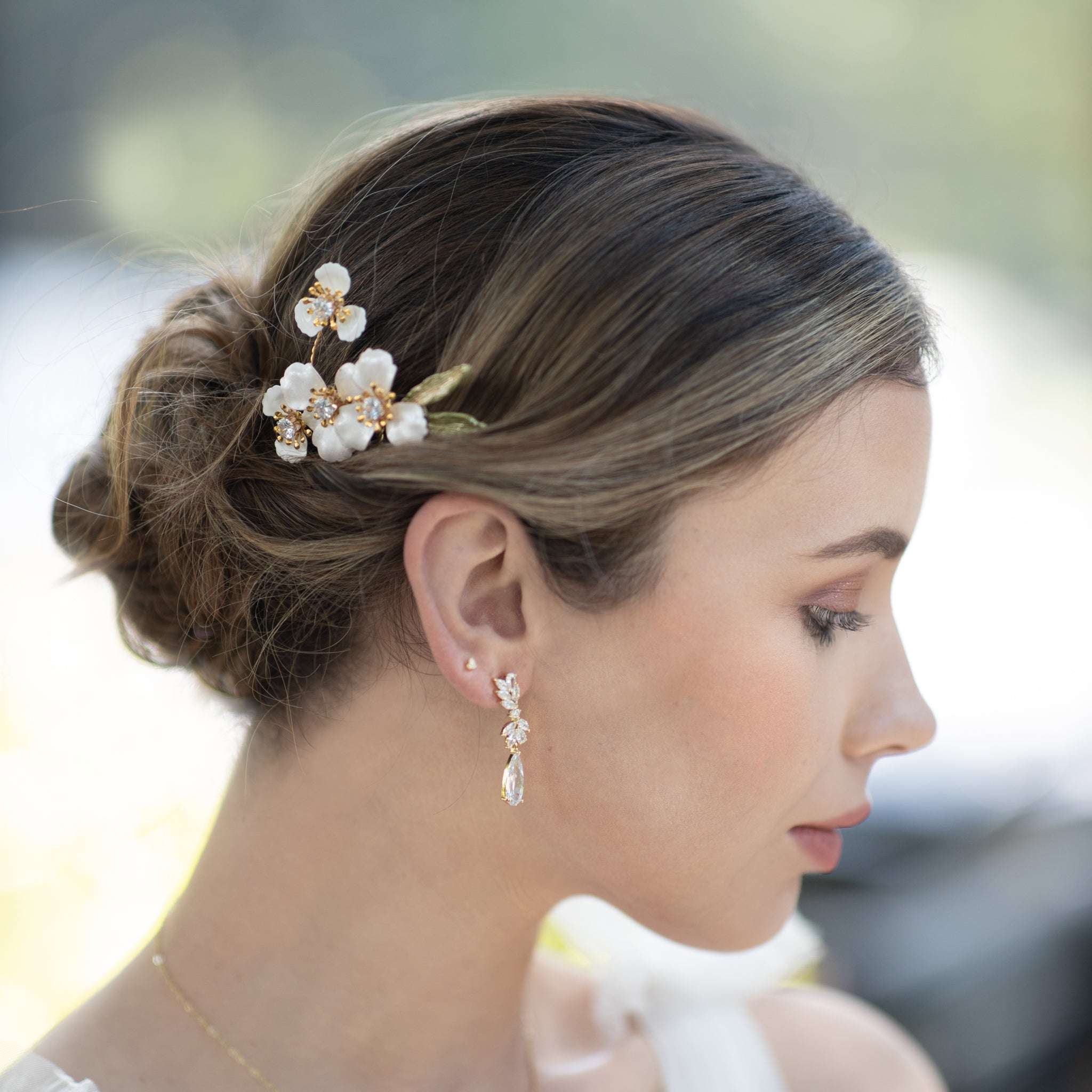 Jules Bridal - Kelda, Crystal & Enamel Floral Hair Comb