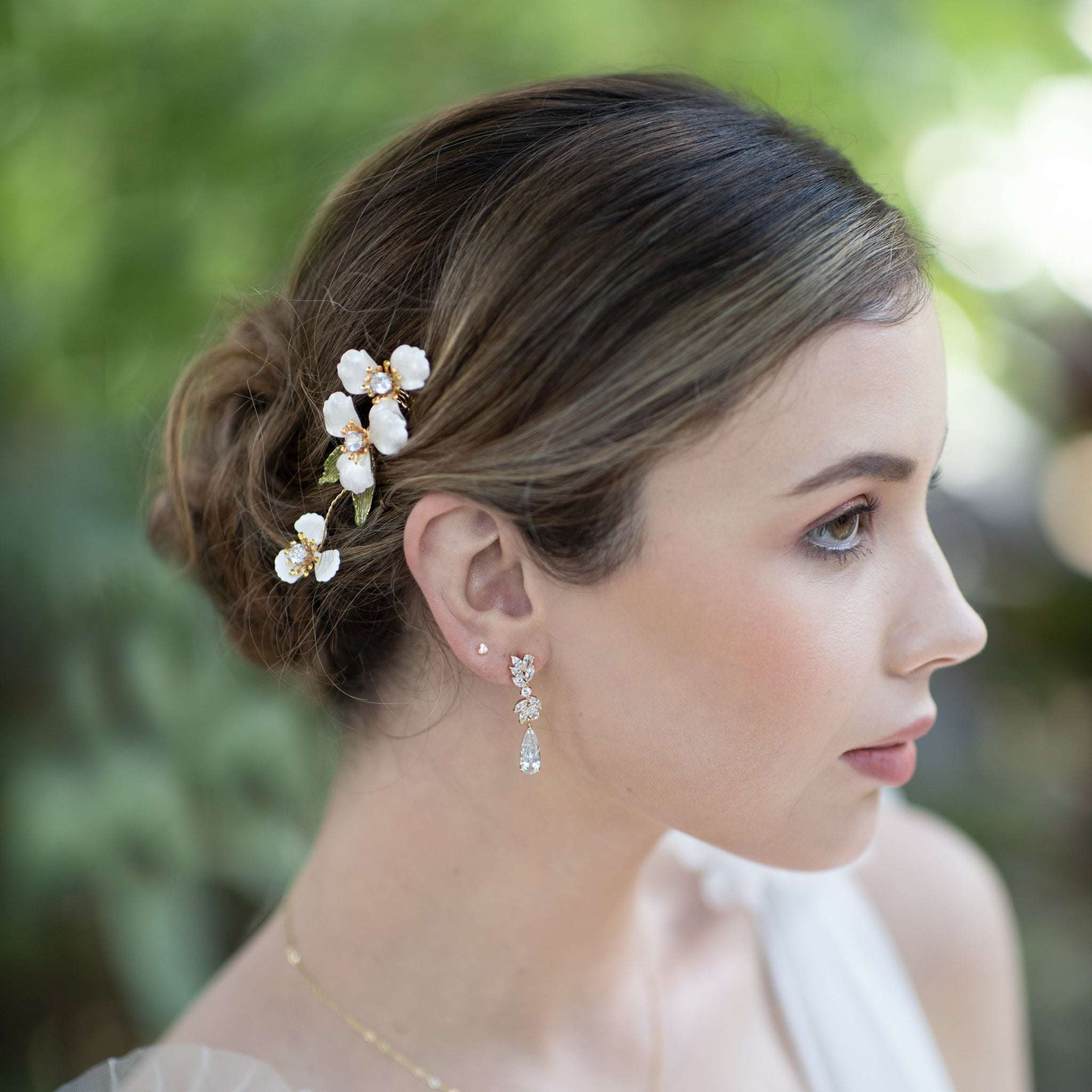 Jules Bridal - Kindra, Crystal & Enamel Floral Hair Comb