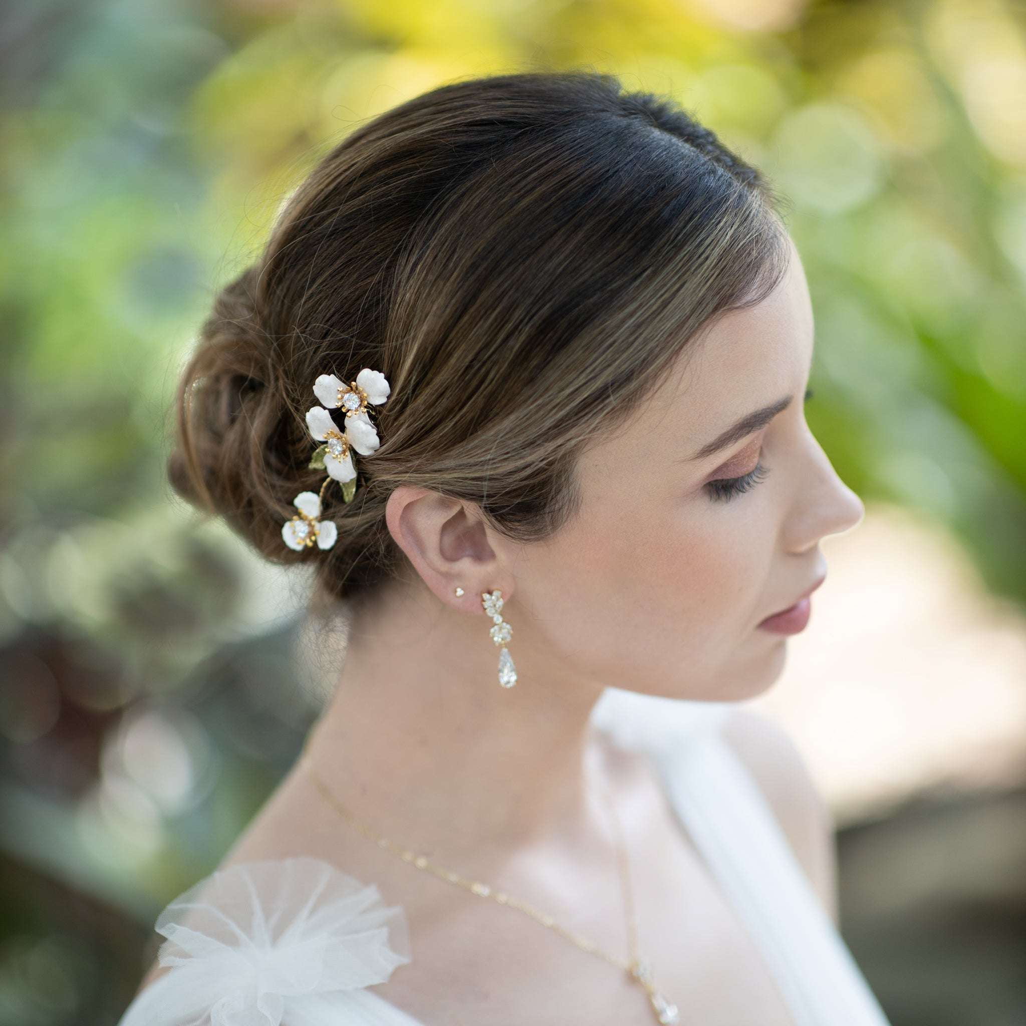 Jules Bridal - Alina, Goldtone Crystal Drop Earrings