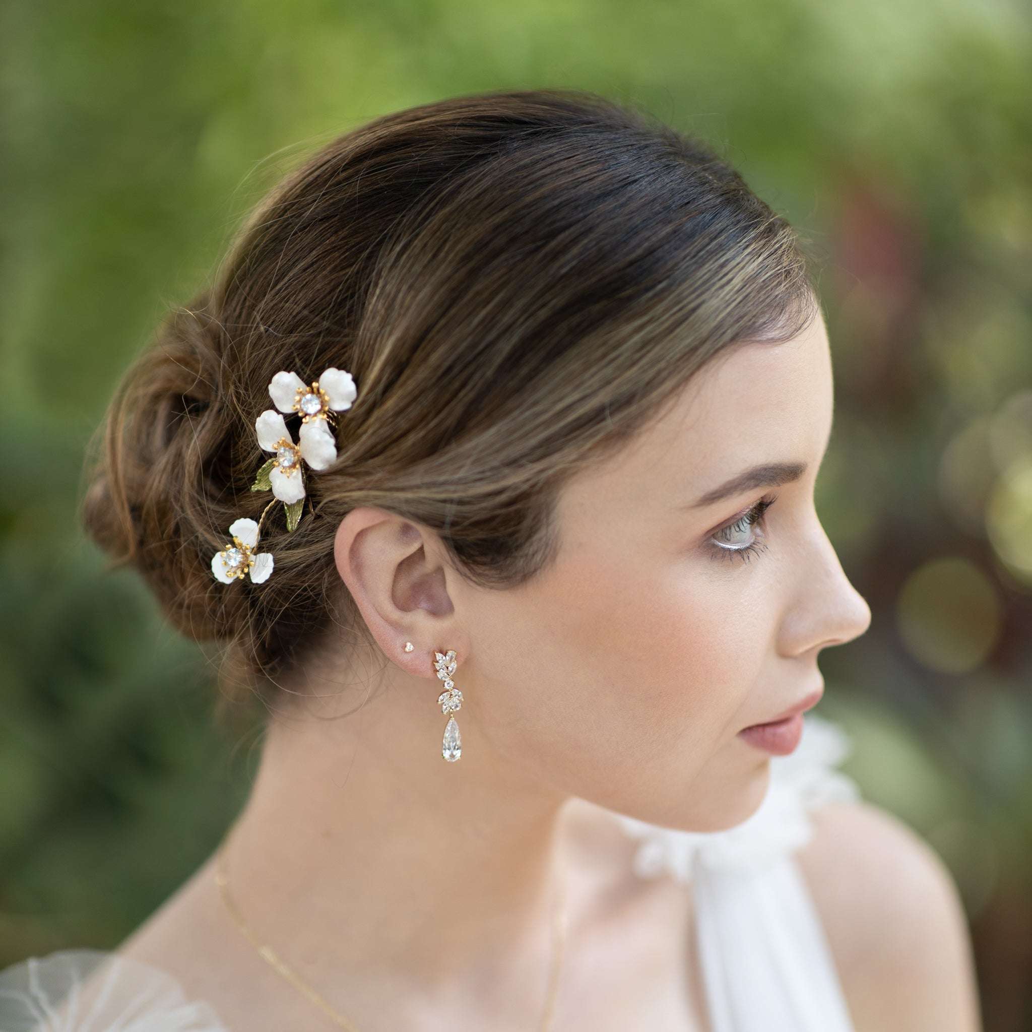 Jules Bridal - Kindra, Crystal & Enamel Floral Hair Comb