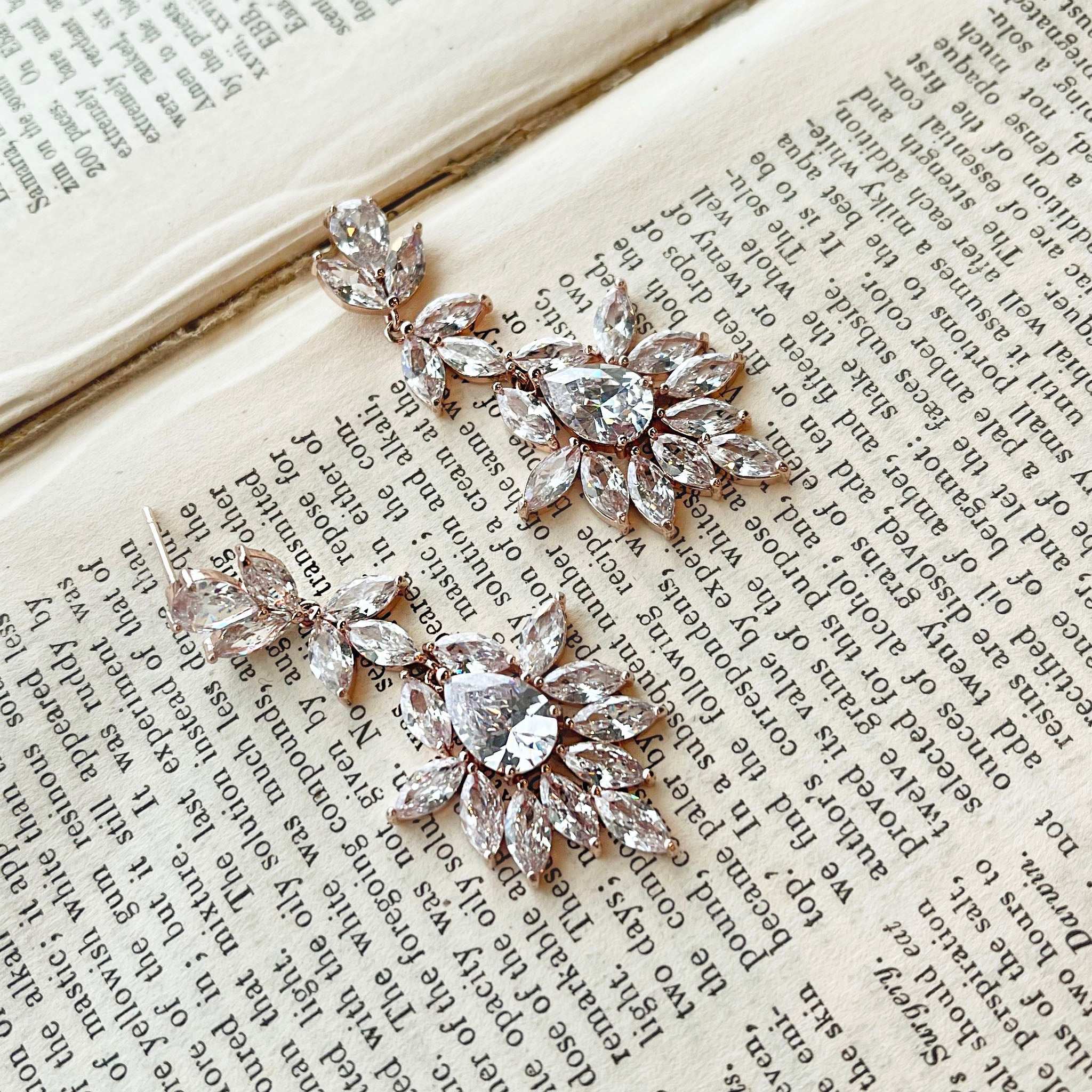 Lazetta, Statement Crystal Drop Earrings in Rose Gold