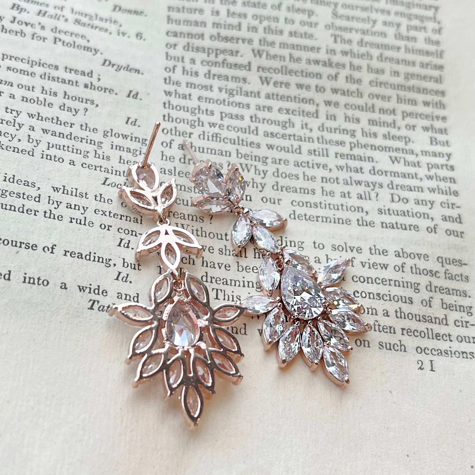 Lazetta, Statement Crystal Drop Earrings in Rose Gold